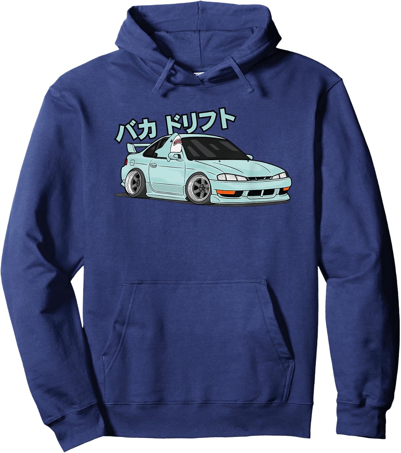 JDM Kawaii S14 240sx Baka Shark Chibi Graphic Hoodie - Hoodie | Navy