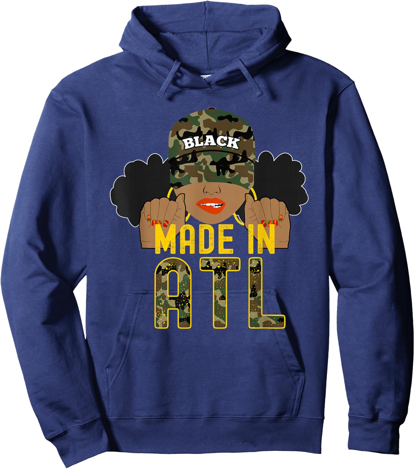 From ATL Atlanta ATLien Black Woman Camo Hoodie - Hoodie | Navy
