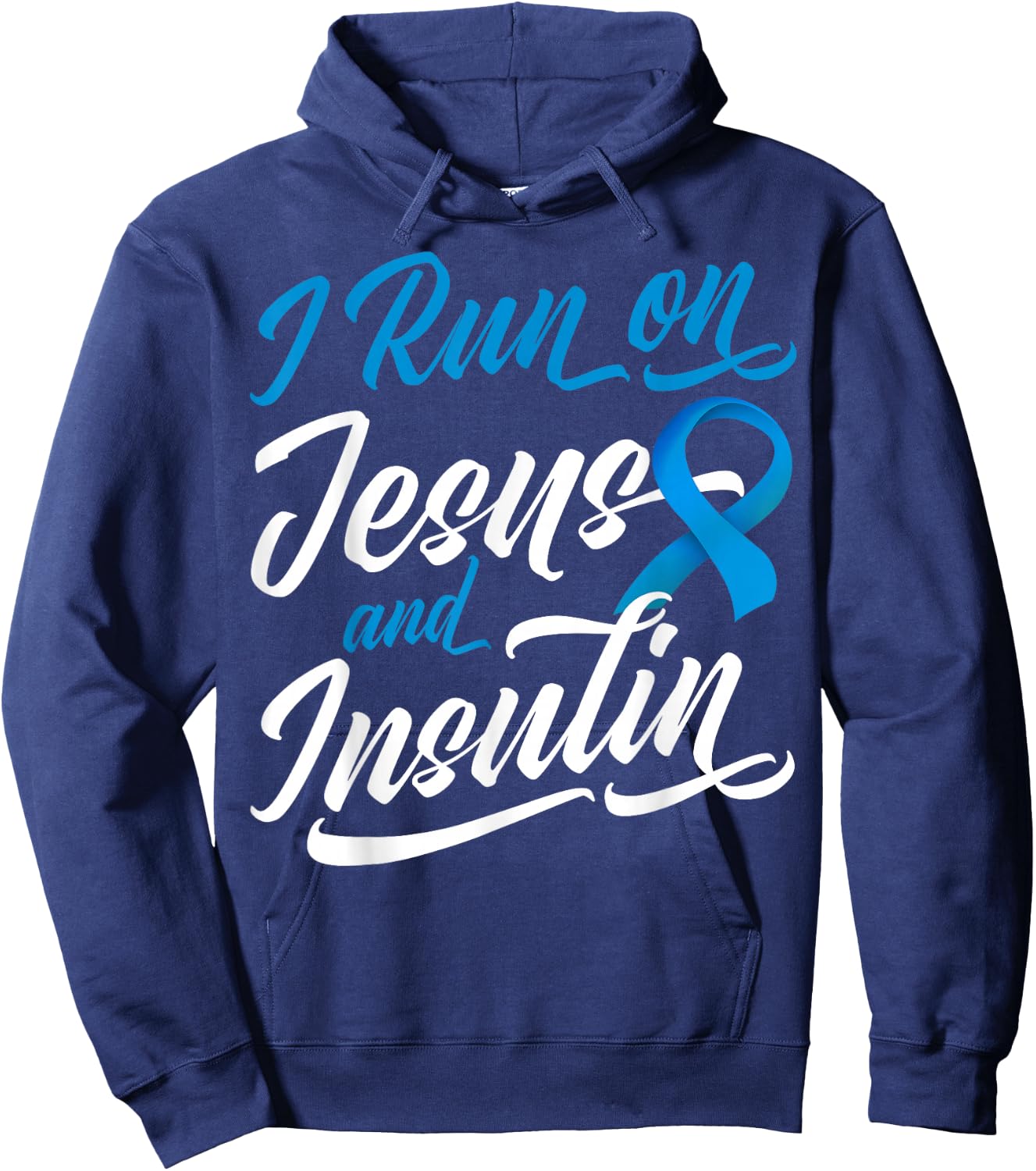 I Run On Jesus & Insulin Diabetic Christian Hoodie - Hoodie | Navy
