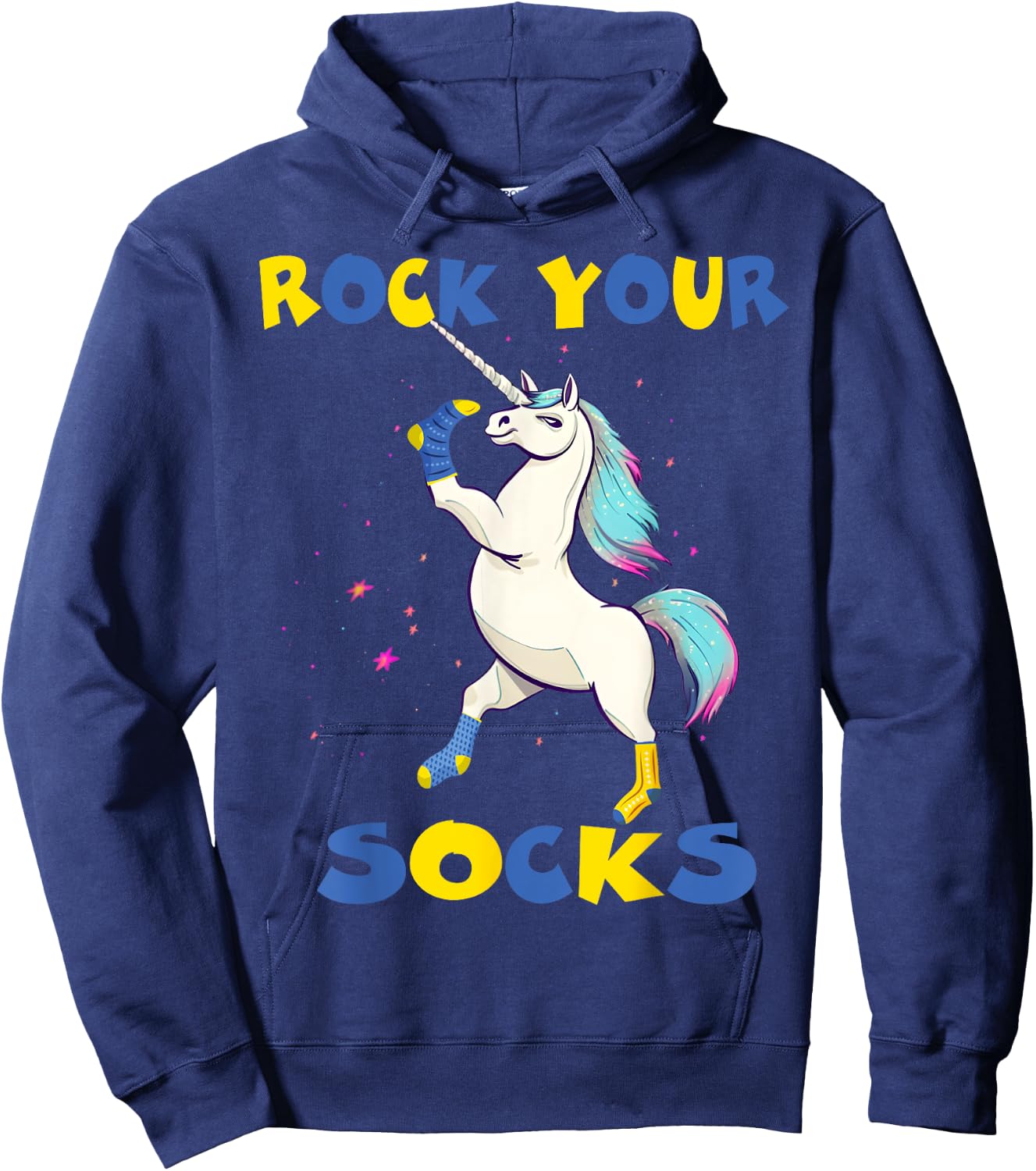 WORLD DOWN SYNDROME DAY Rock Your Socks Unicorn Hoodie - Hoodie | Navy