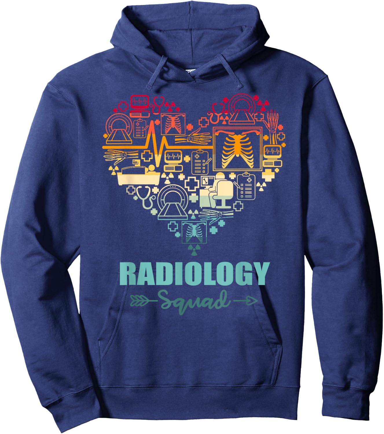 Radiology Squad Heart Funny Radiology Team Hoodie - Hoodie | Navy