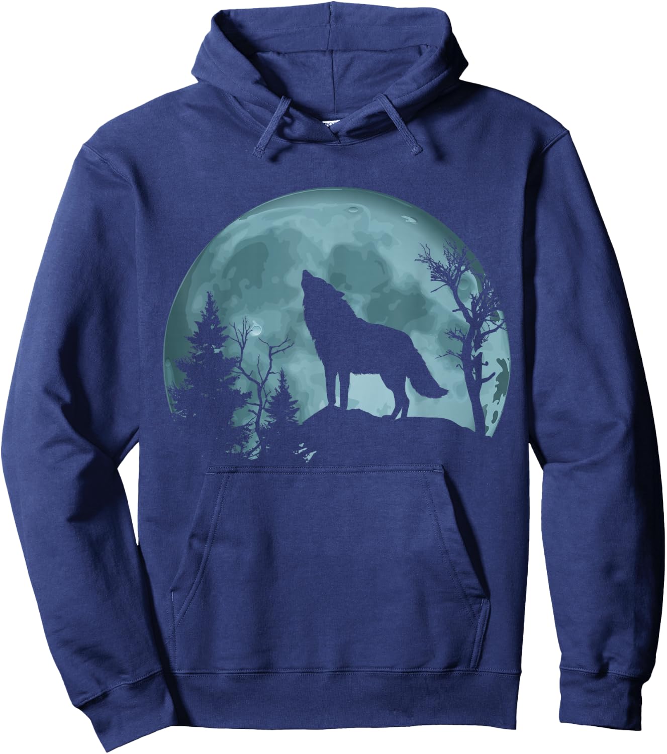 Wolf Howling at the Moon Hoodie - Hoodie | Navy