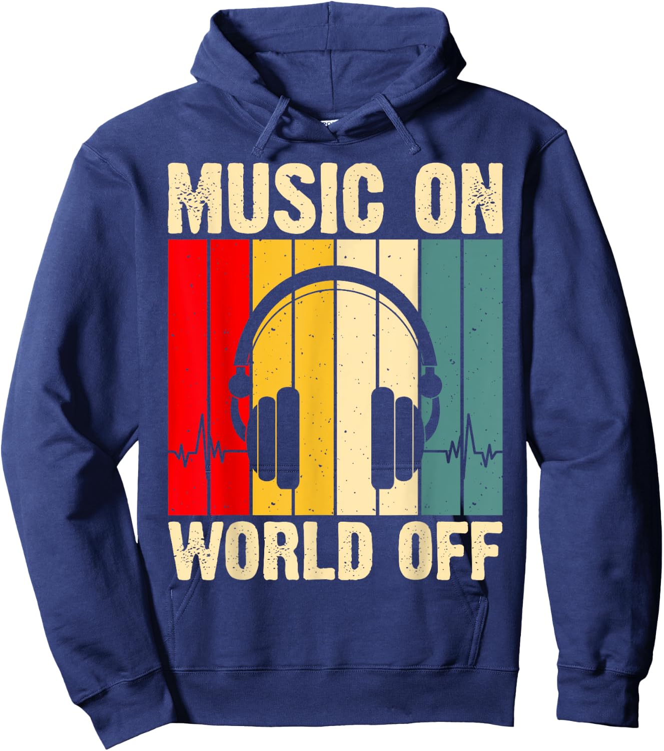 Music On World Off Hoodie - Hoodie | Navy