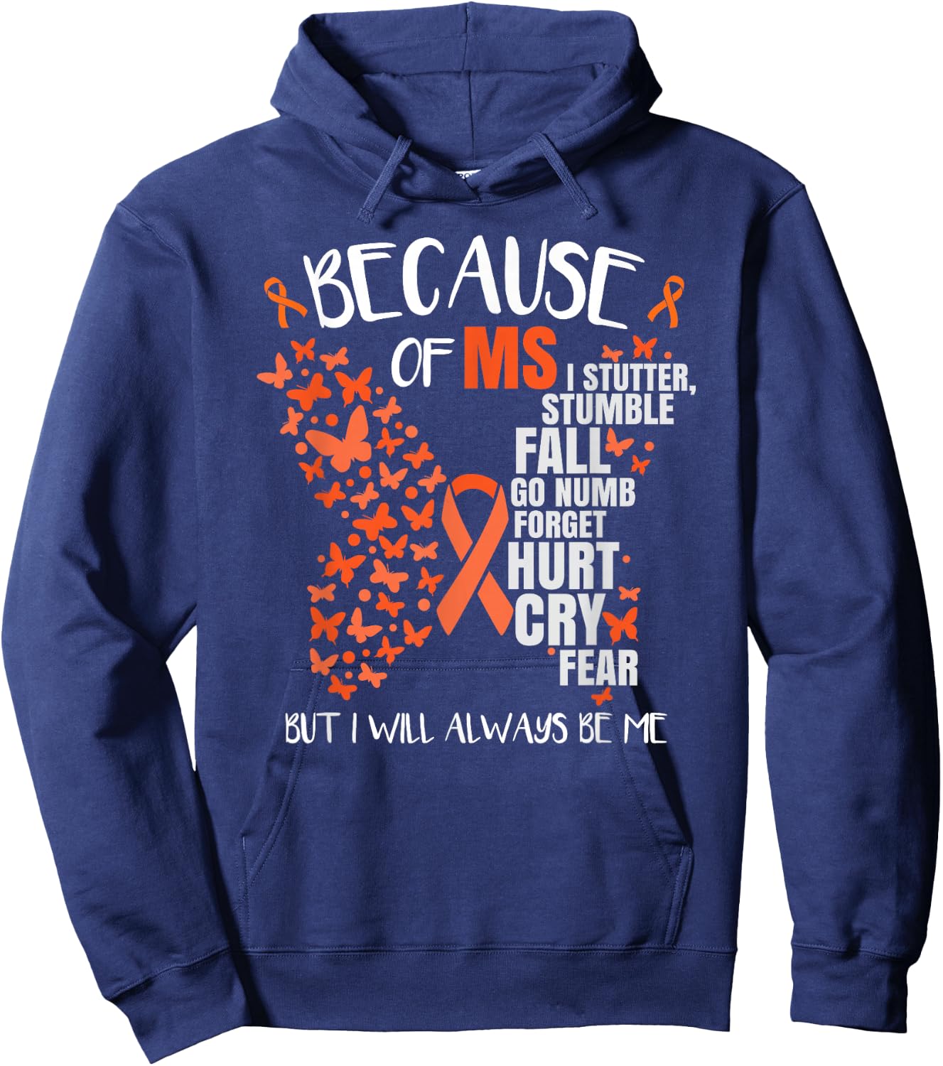 MS Awareness Multiple Sclerosis Butterfly Hoodie - Hoodie | Navy