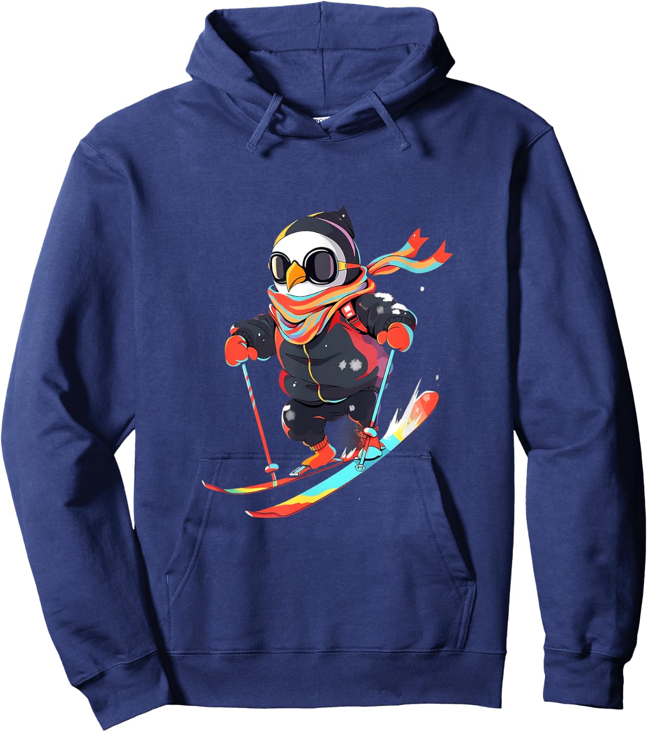Penguin Skiing Skier Ski Winter Snow Hoodie - Hoodie | Navy