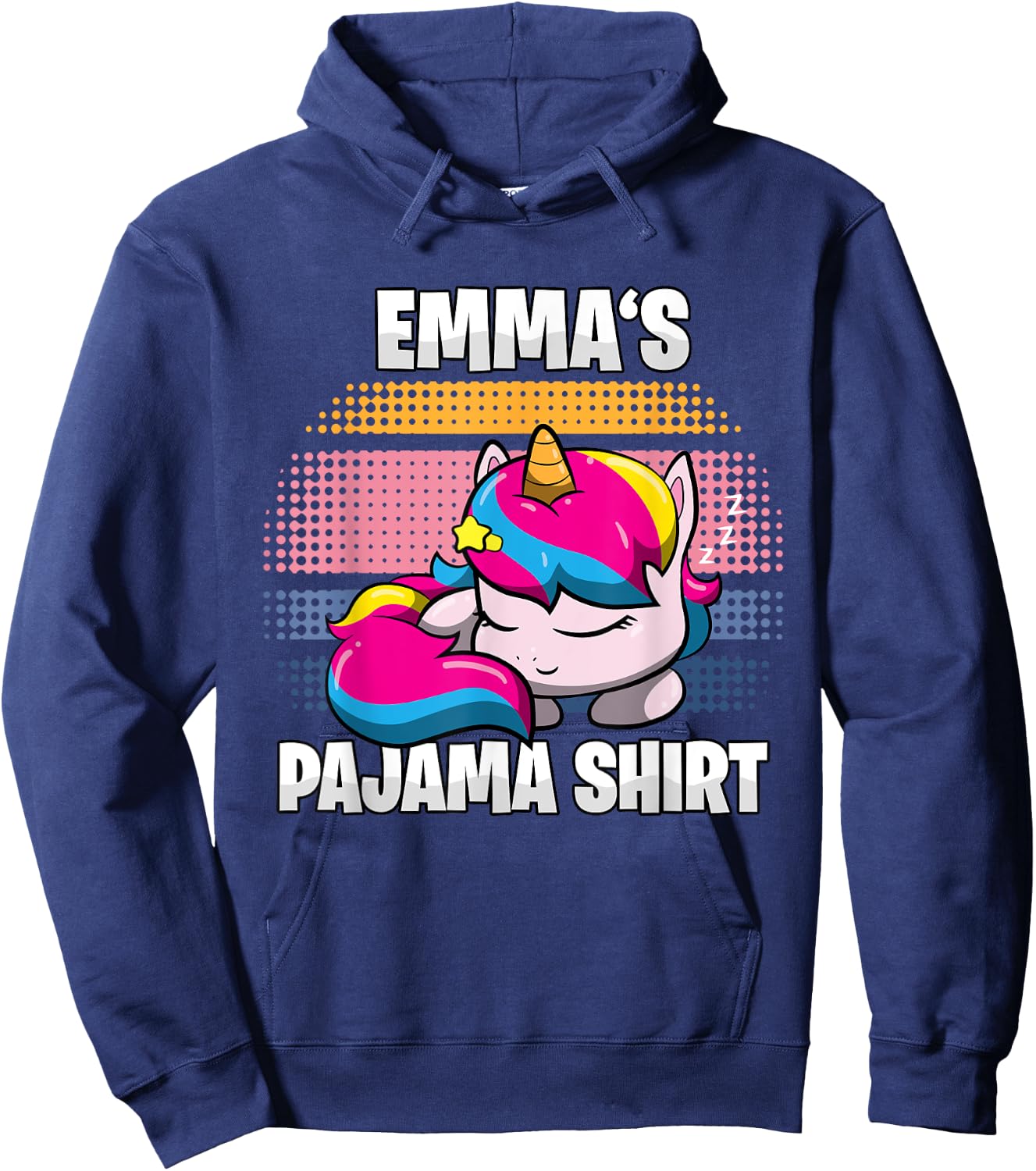 Emma's Pajama Shirt - Personalized Sleeping Hoodie - Hoodie | Navy