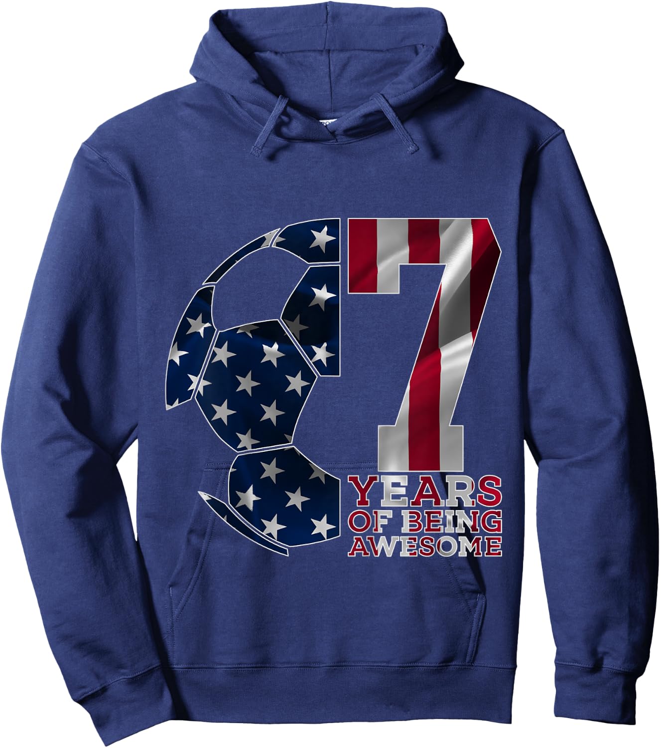 7 Years of Being Awesome Soccer 7th Birthday Hoodie - Hoodie | Navy