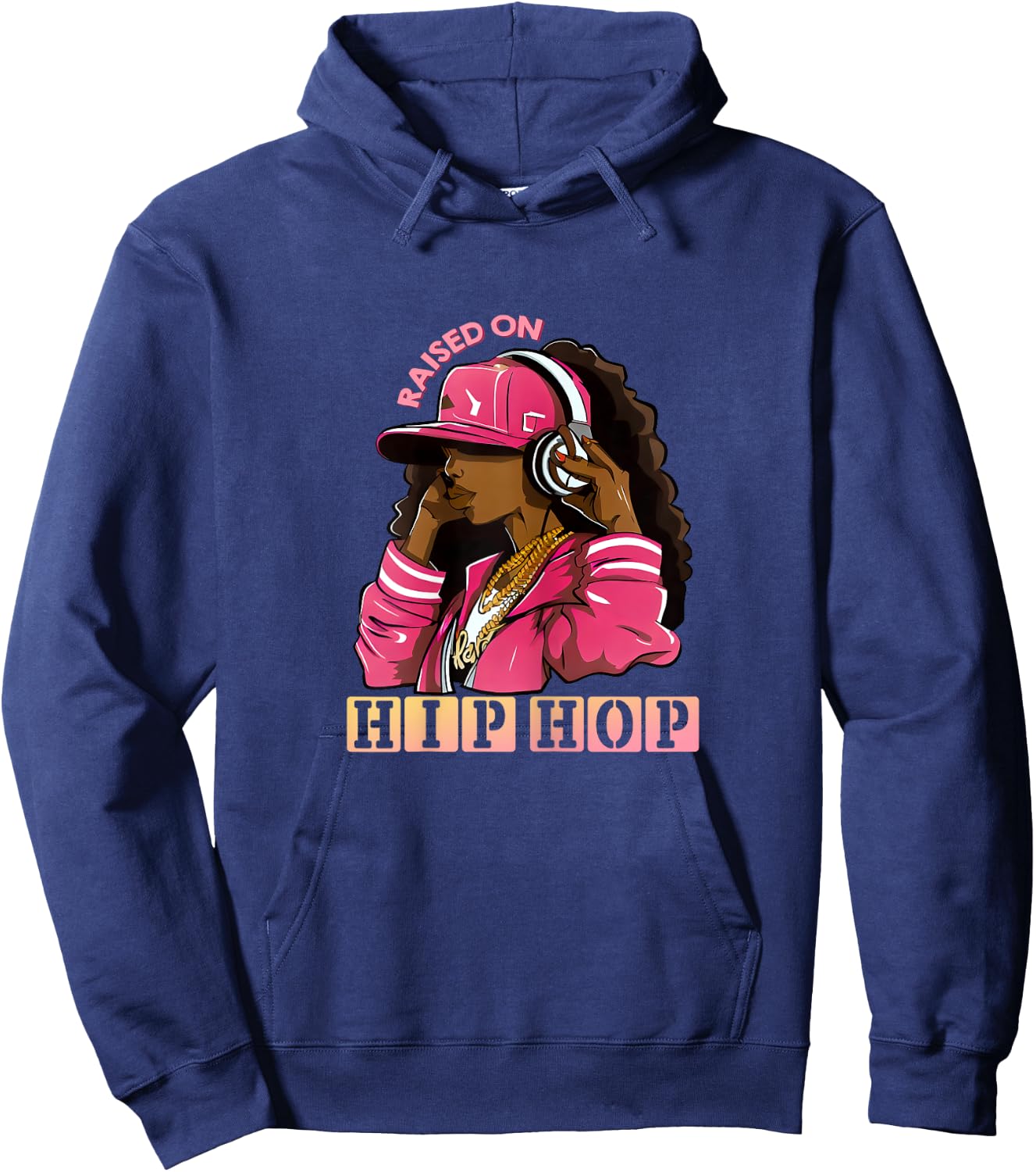 RAISED ON HIP HOP Fashion Old School Hip Hop Hoodie - Hoodie | Navy