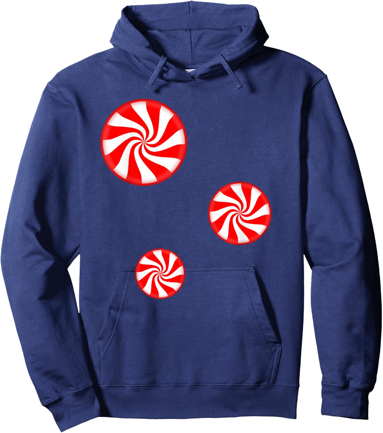 Peppermint Christmas Candy Hoodie - Hoodie | Navy