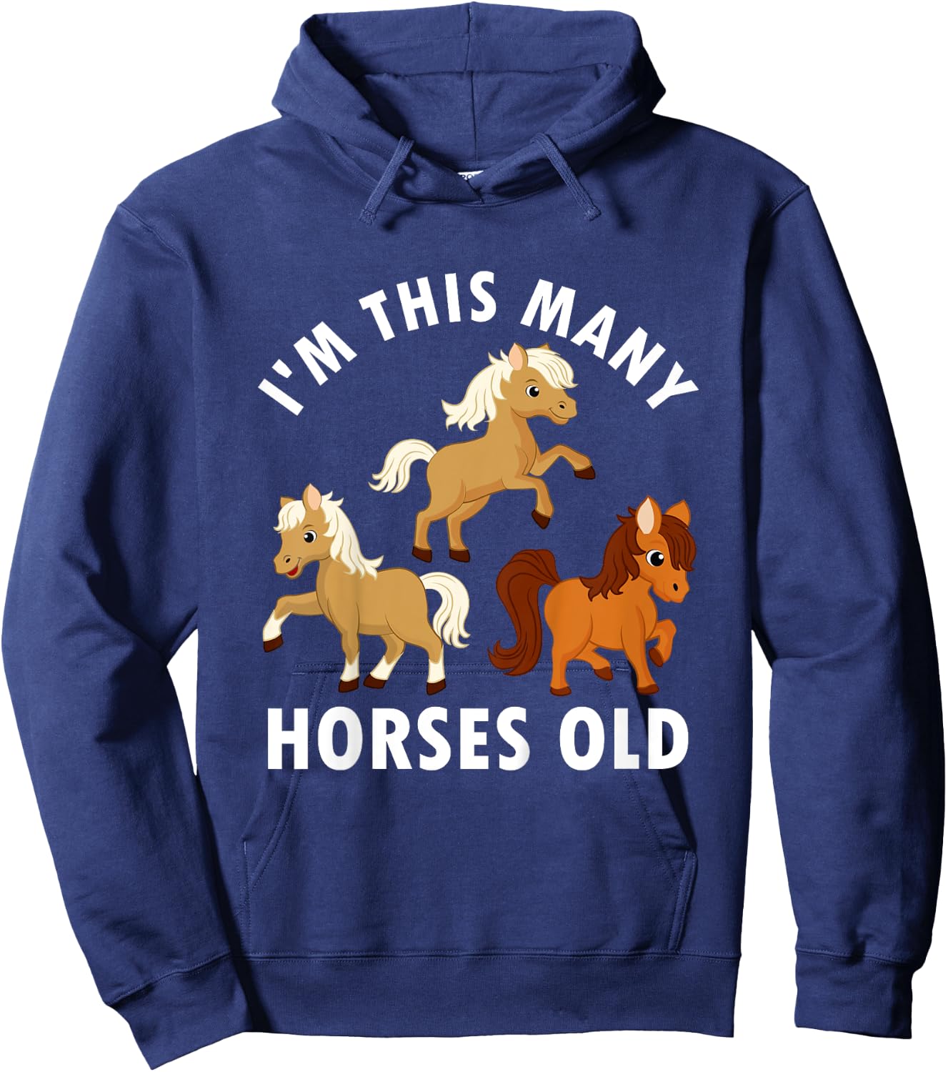 3 Years Old Girl Horses Old 3rd Birthday Kids Hoodie - Hoodie | Navy