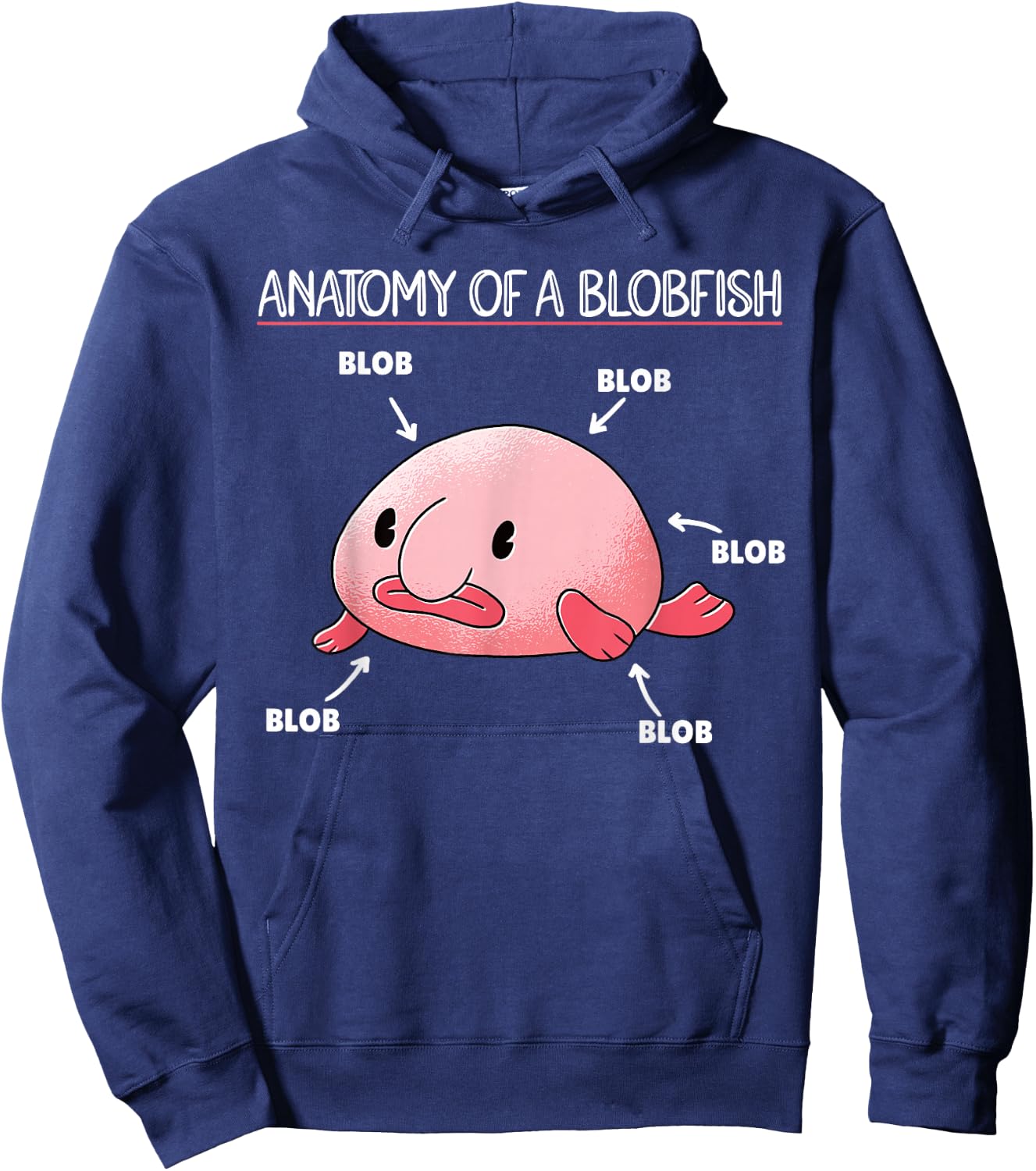Funny Blobfish Statement Anatomy of Blobfish Hoodie - Hoodie | Navy