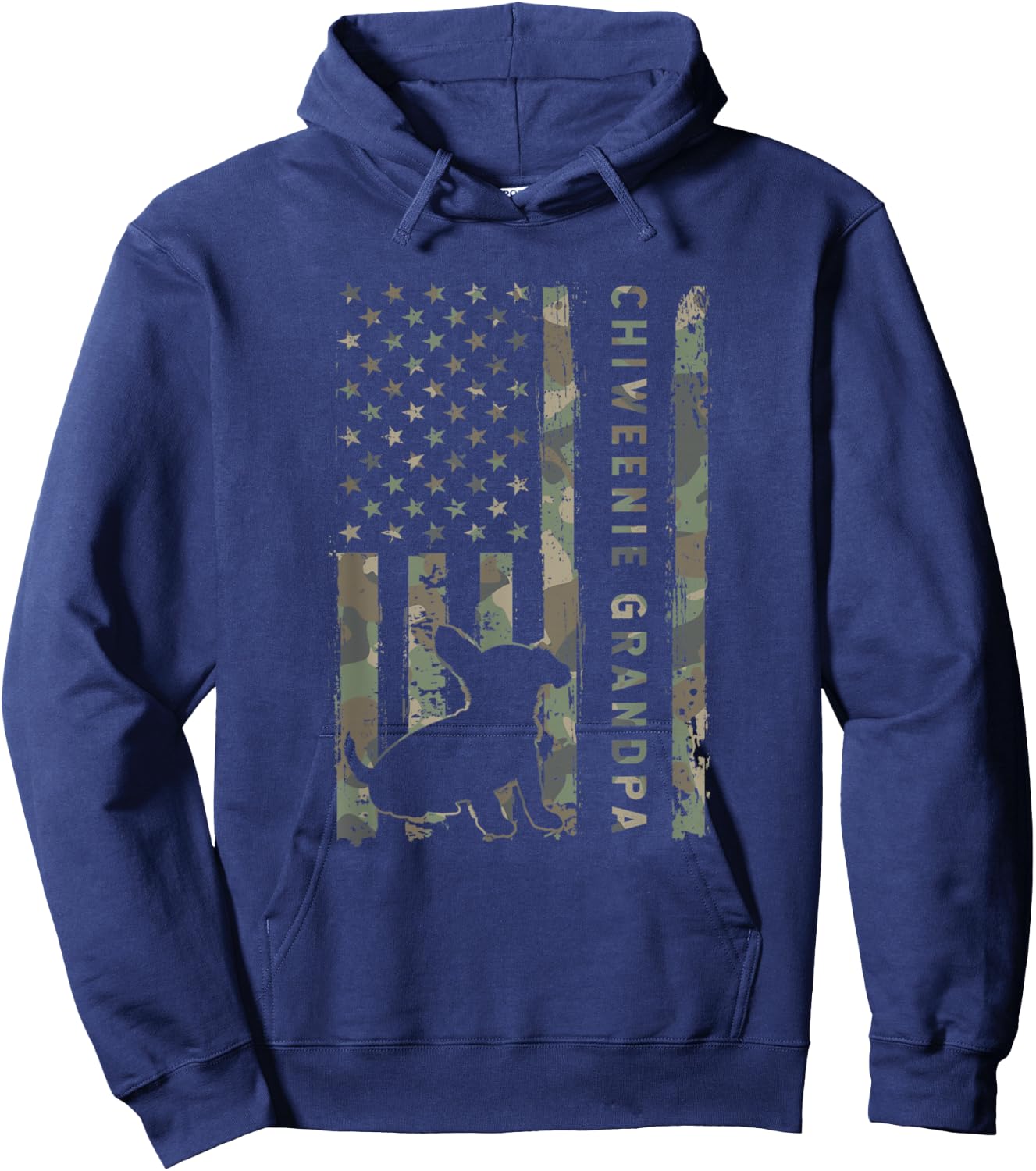 Chiweenie Grandpa Camo USA Flag Women Kids Men Hoodie - Hoodie | Navy