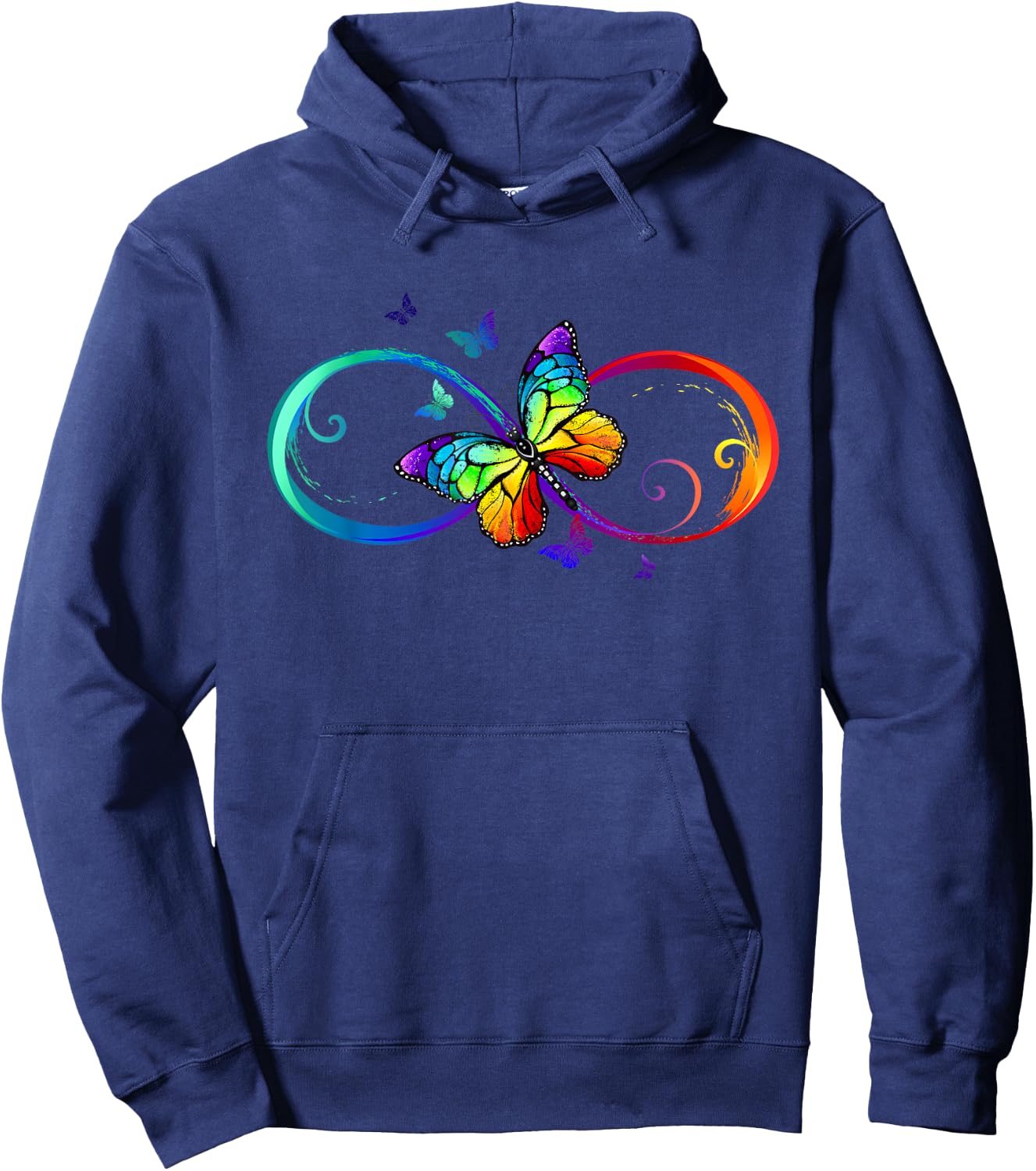 Butterfly Rainbow infinity Symbol Sign Hoodie - Hoodie | Navy