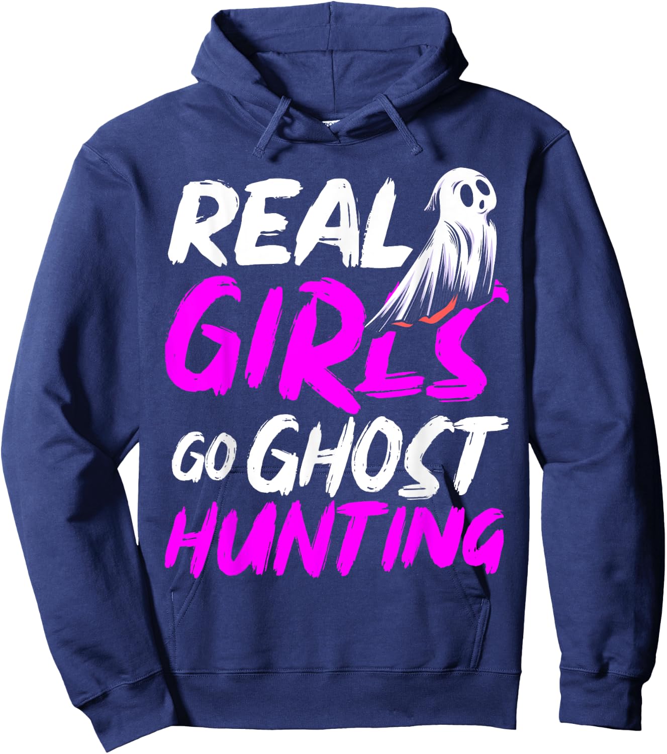 Real Girls Go Ghost Hunting Halloween Hoodie - Hoodie | Navy