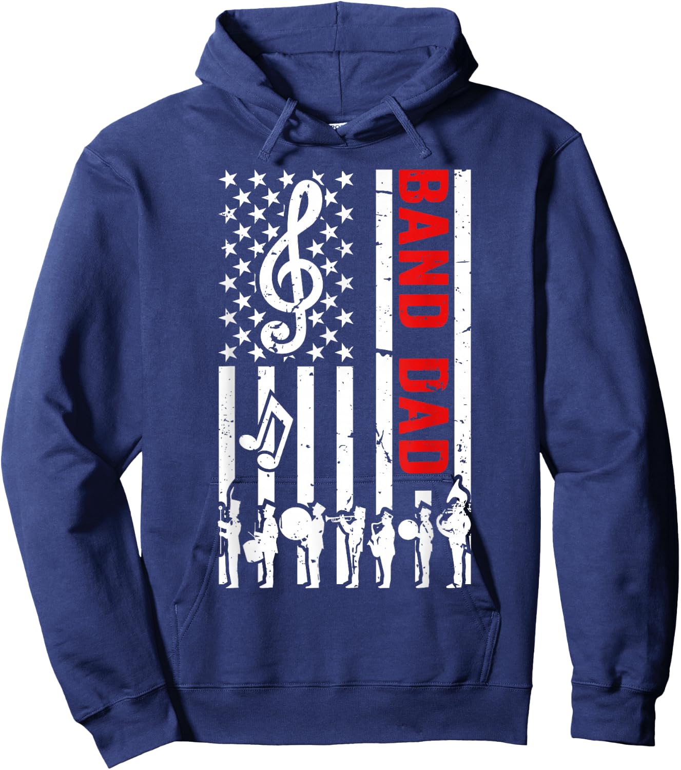 Band Dad American Flag Marching Band Dad Hoodie - Hoodie | Navy