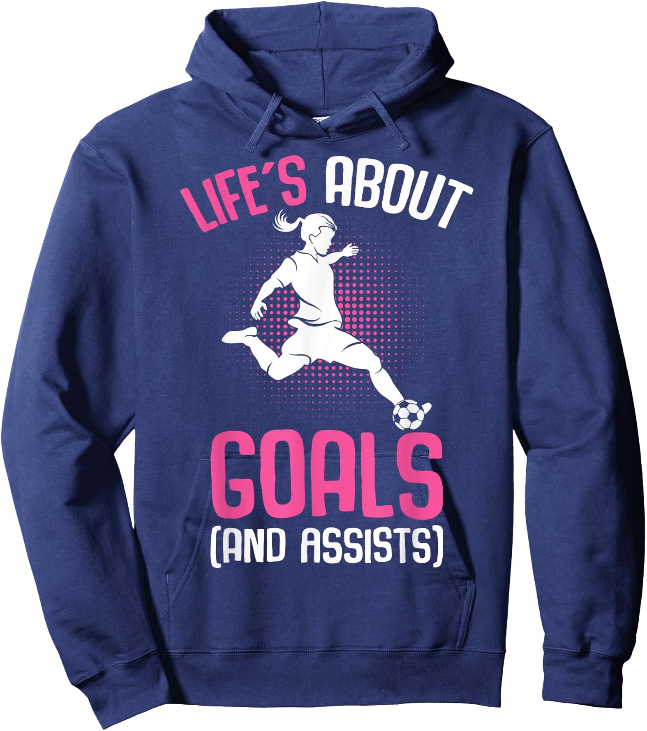 Life´s About Goals Soccer Girl Youth Players Hoodie - Hoodie | Navy