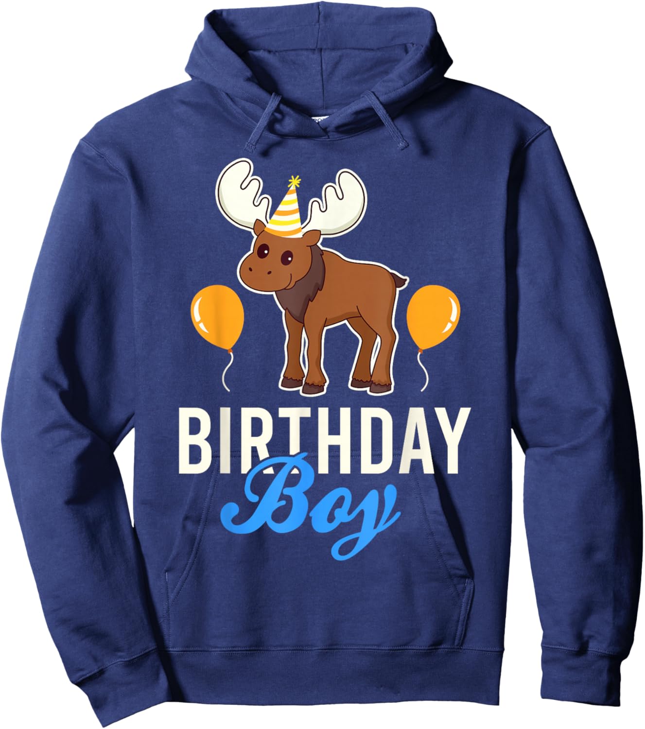 Cute Moose Birthday Boy Kawaii Hoodie - Hoodie | Navy