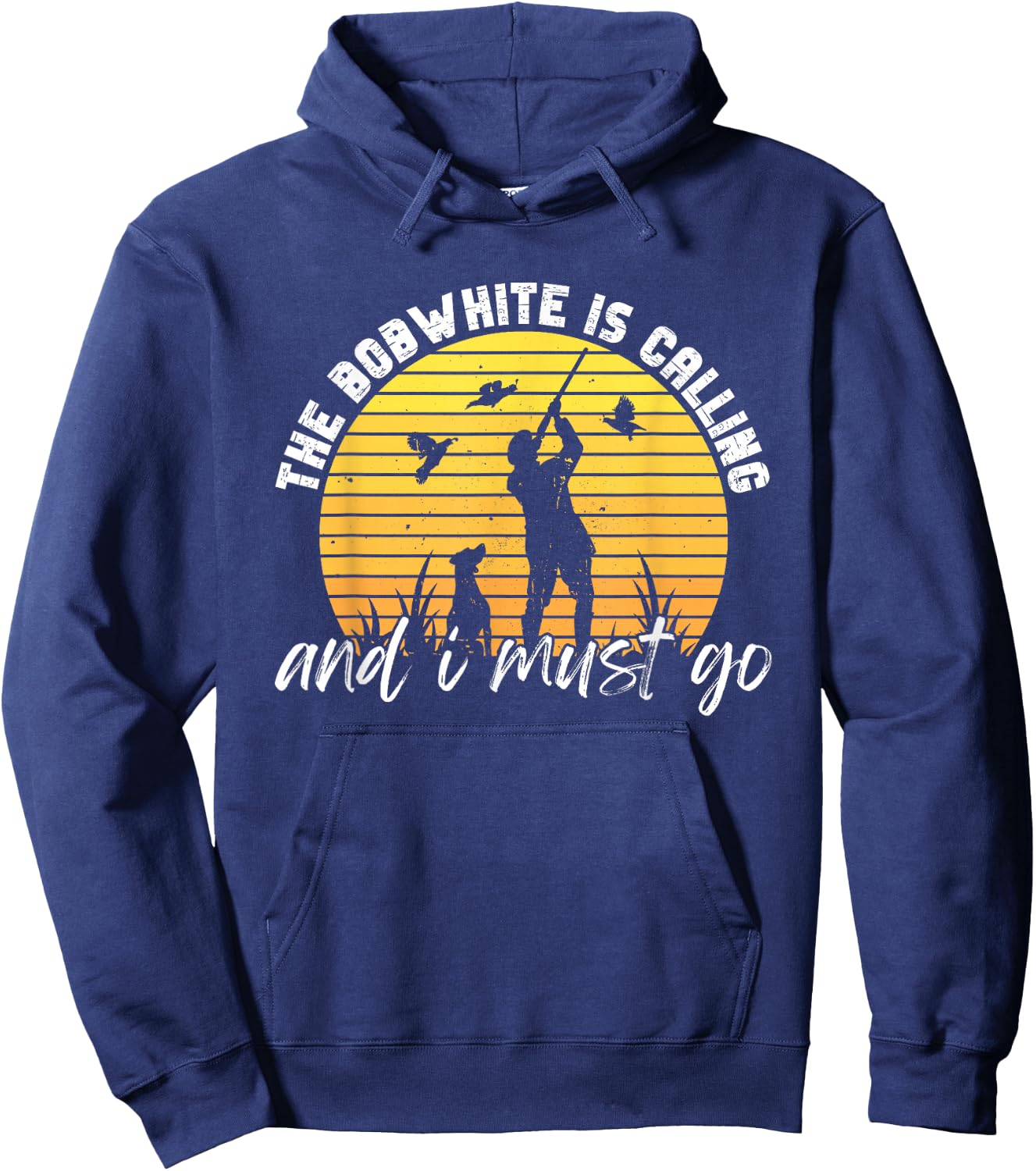 Vintage Quail Hunter and Bobwhite Hunting Hoodie - Hoodie | Navy