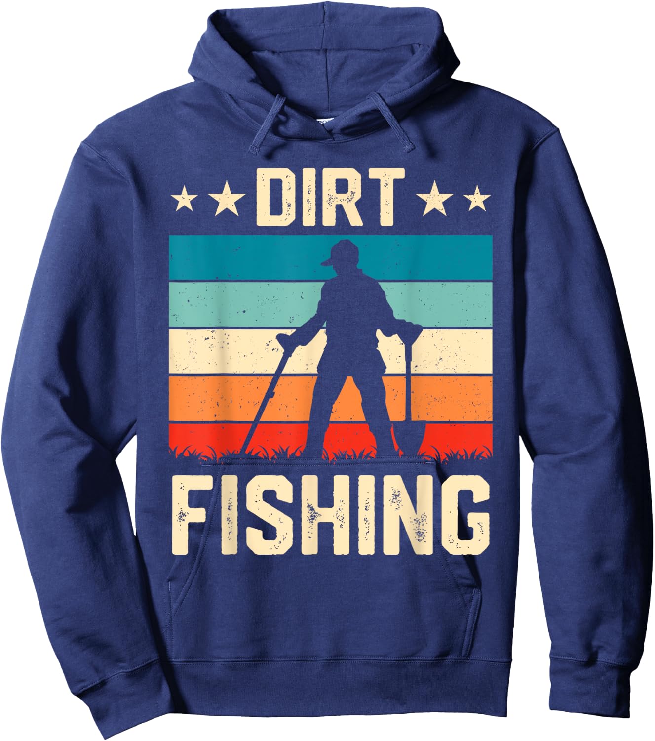 Retro Dirt Fishing Men Metal Detecting Vintage Hoodie - Hoodie | Navy