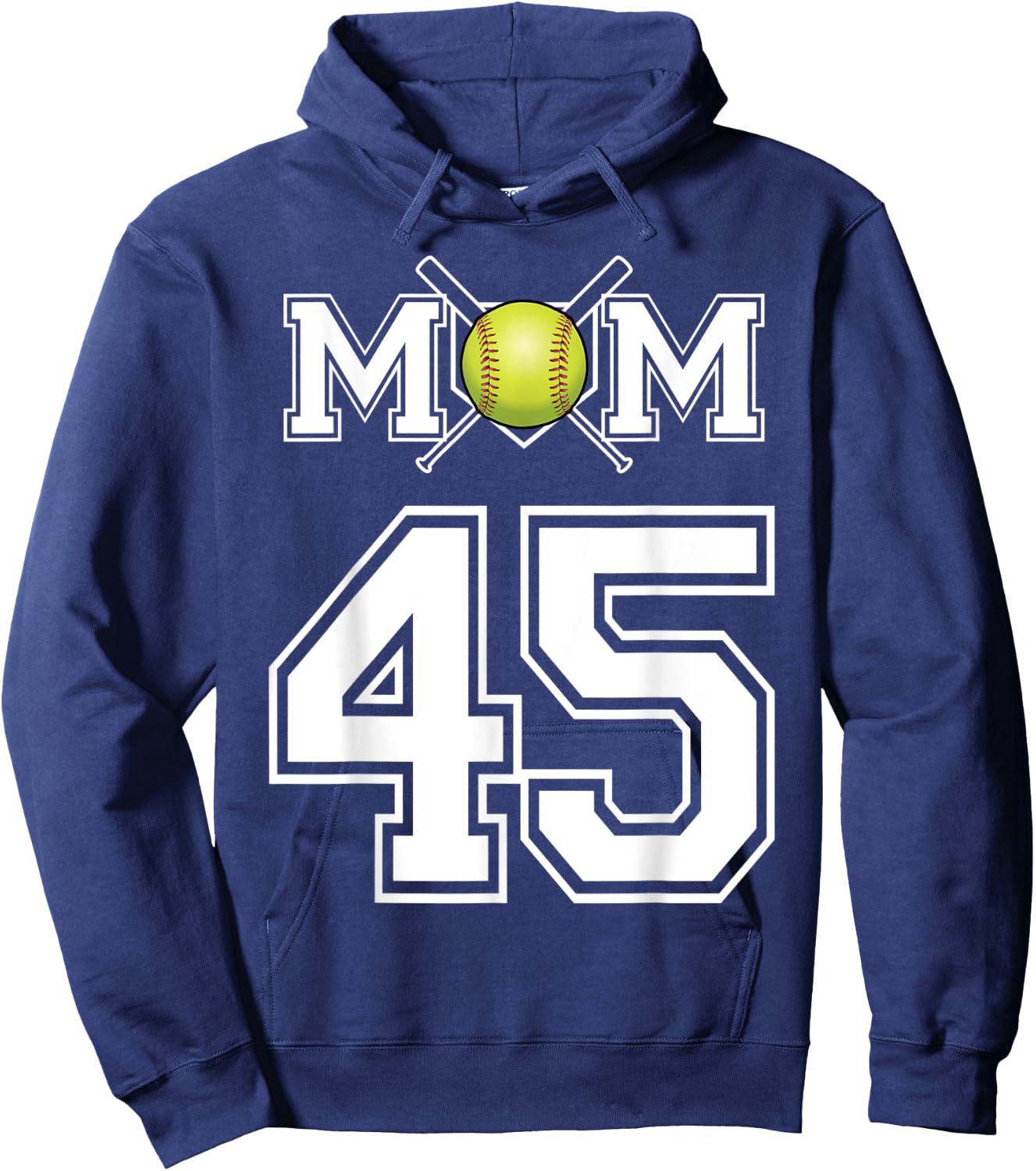 Number 45 Player Softball Mom Biggest Fan Wear Hoodie - Hoodie | Navy