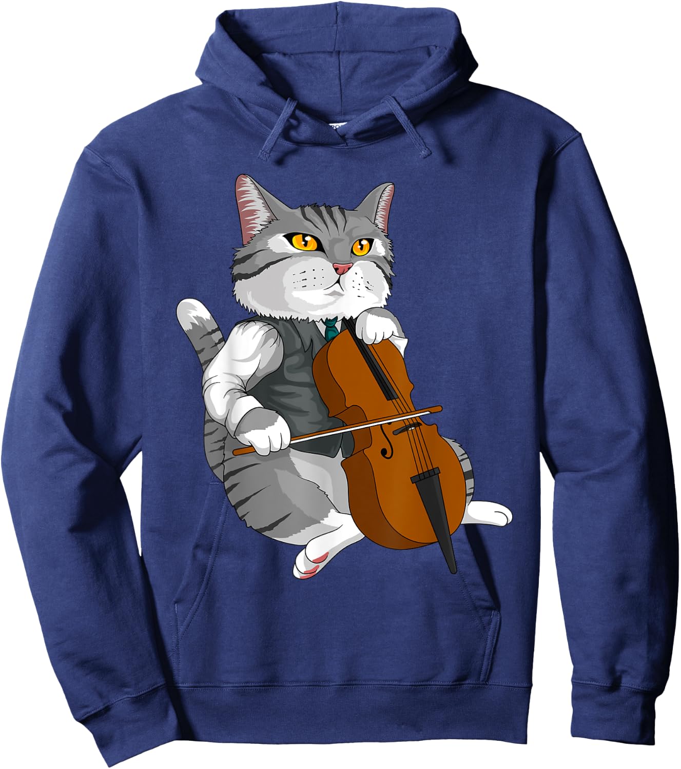 Cat Playing Cello Violin musical instrument Hoodie - Hoodie | Navy