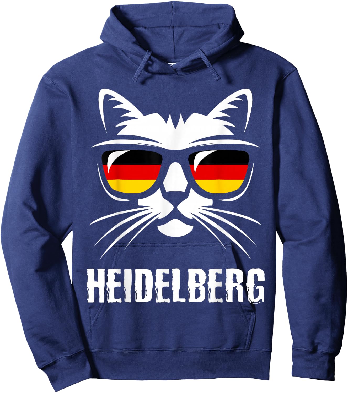 Heidelberg City Funny Cat German Flag Germany Hoodie - Hoodie | Navy
