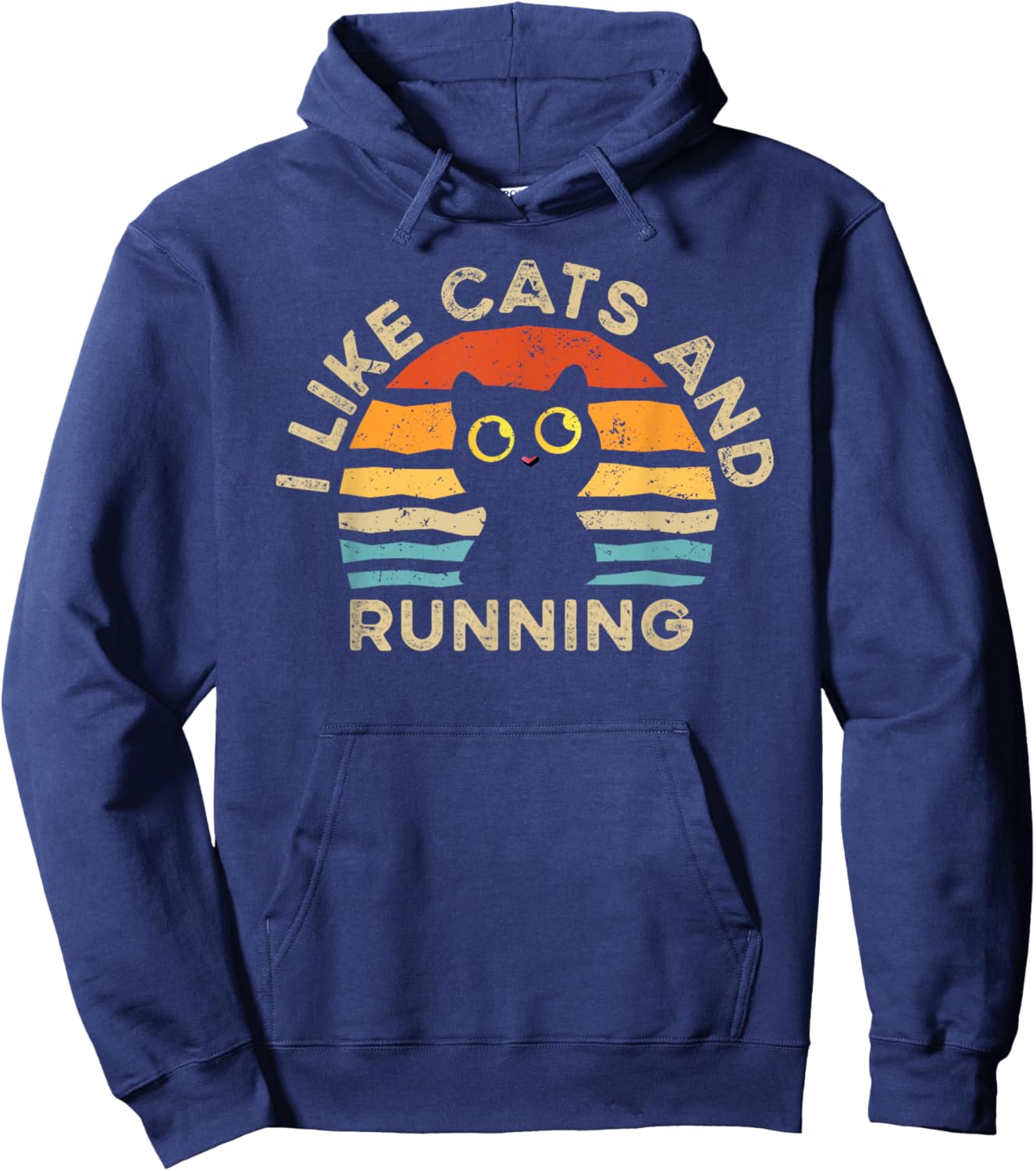 I Like Cats And Running Hoodie - Hoodie | Navy