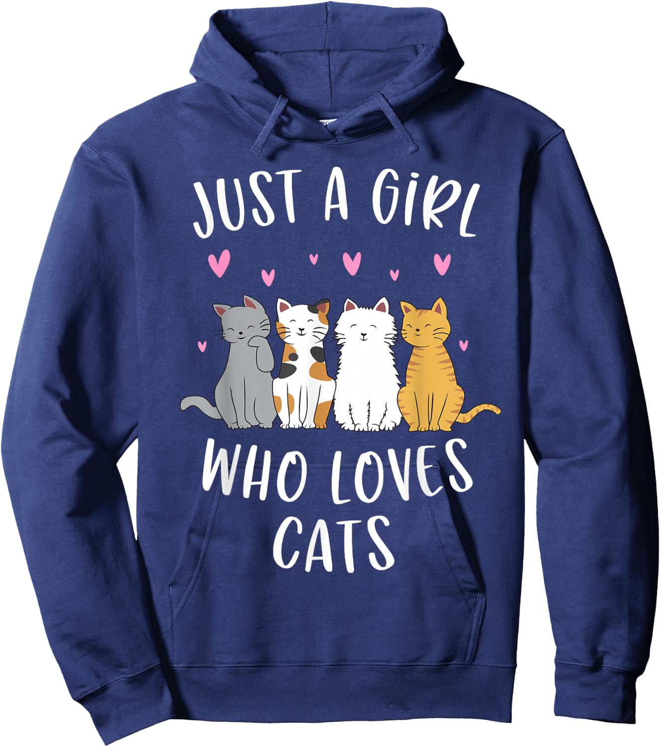Just A Girl Who Loves Cats Cute Cat Lover Small Hoodie - Hoodie | Navy