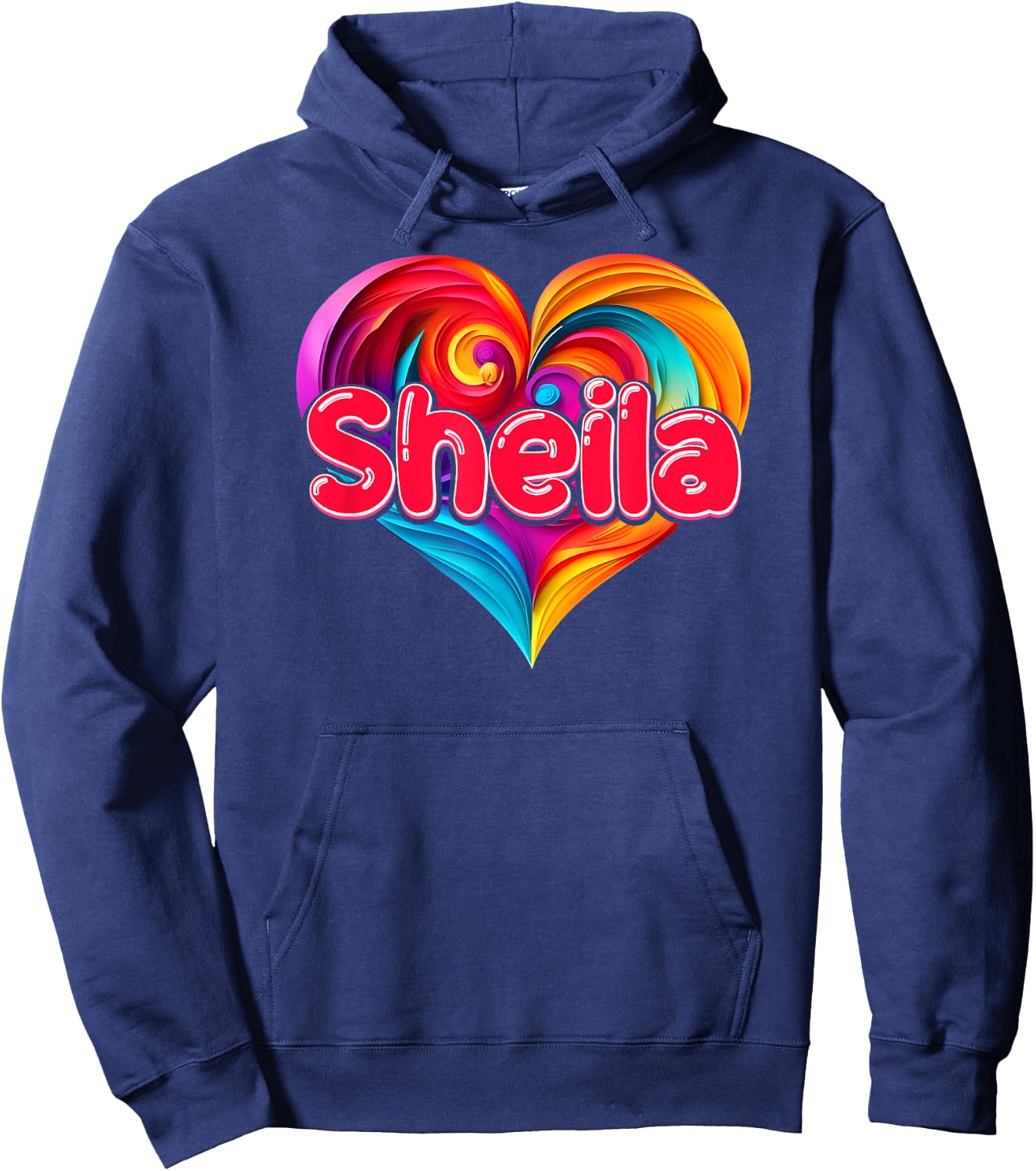 I Heart Love Sheila First Name Colorful Named Hoodie - Hoodie | Navy