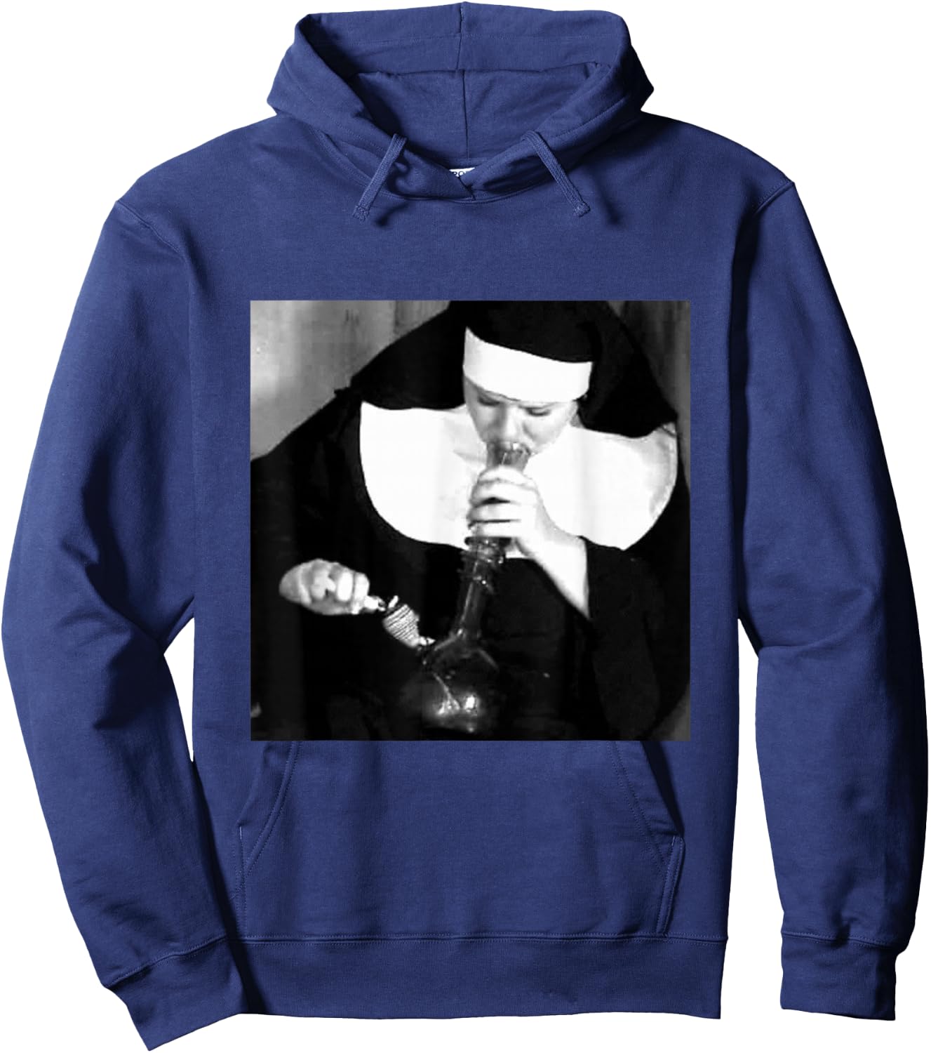 Funny Nun smoking a bong, funny nuns smoking Hoodie - Hoodie | Navy