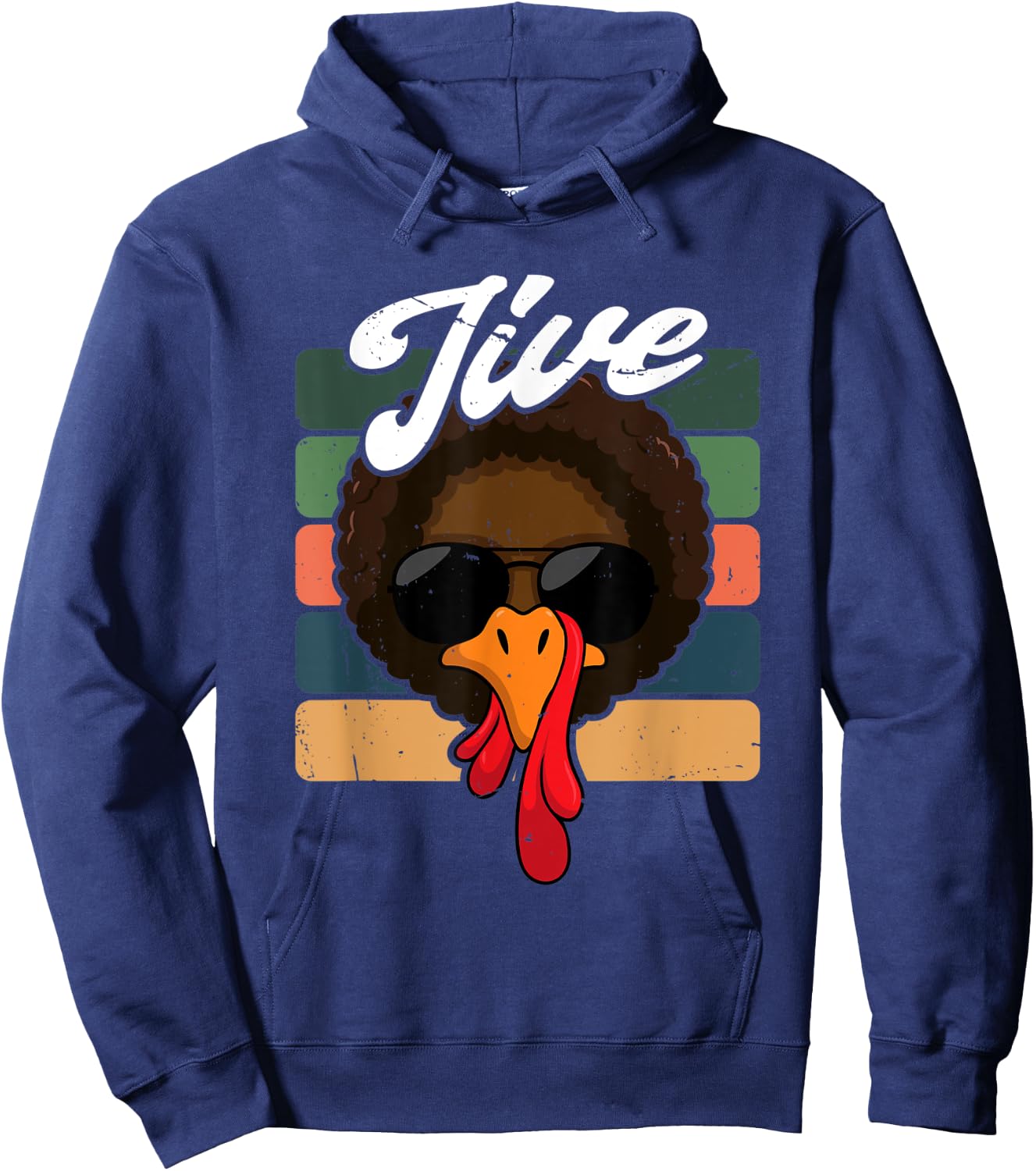 Jive Thanksgiving Turkey Day Face Vintage Retro Hoodie - Hoodie | Navy
