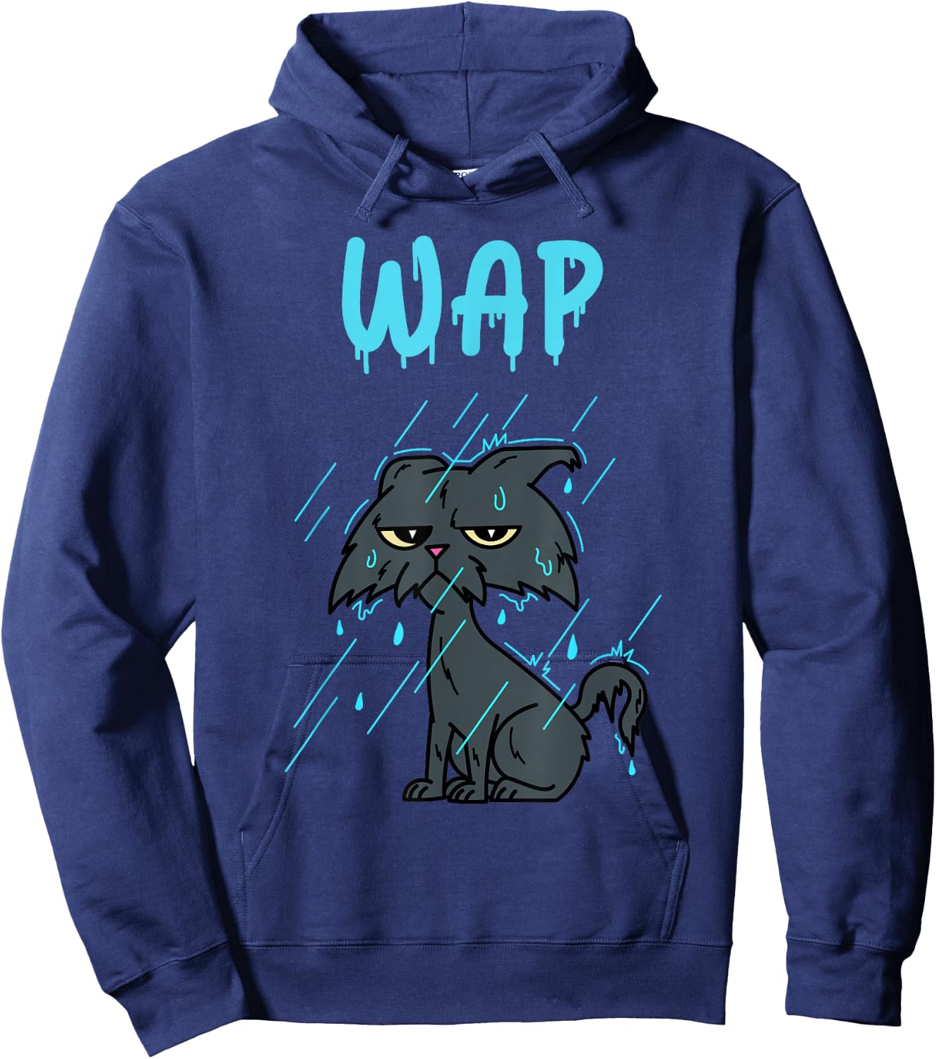 Wet Cat – WAP – with Kitty in The Rain Hoodie - Hoodie | Navy