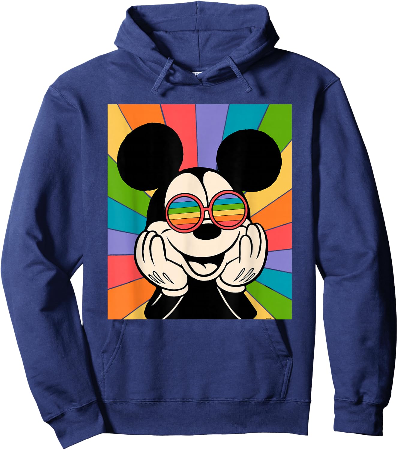 Disney Mickey Mouse Sun Burst Retro Small Hoodie - Hoodie | Navy