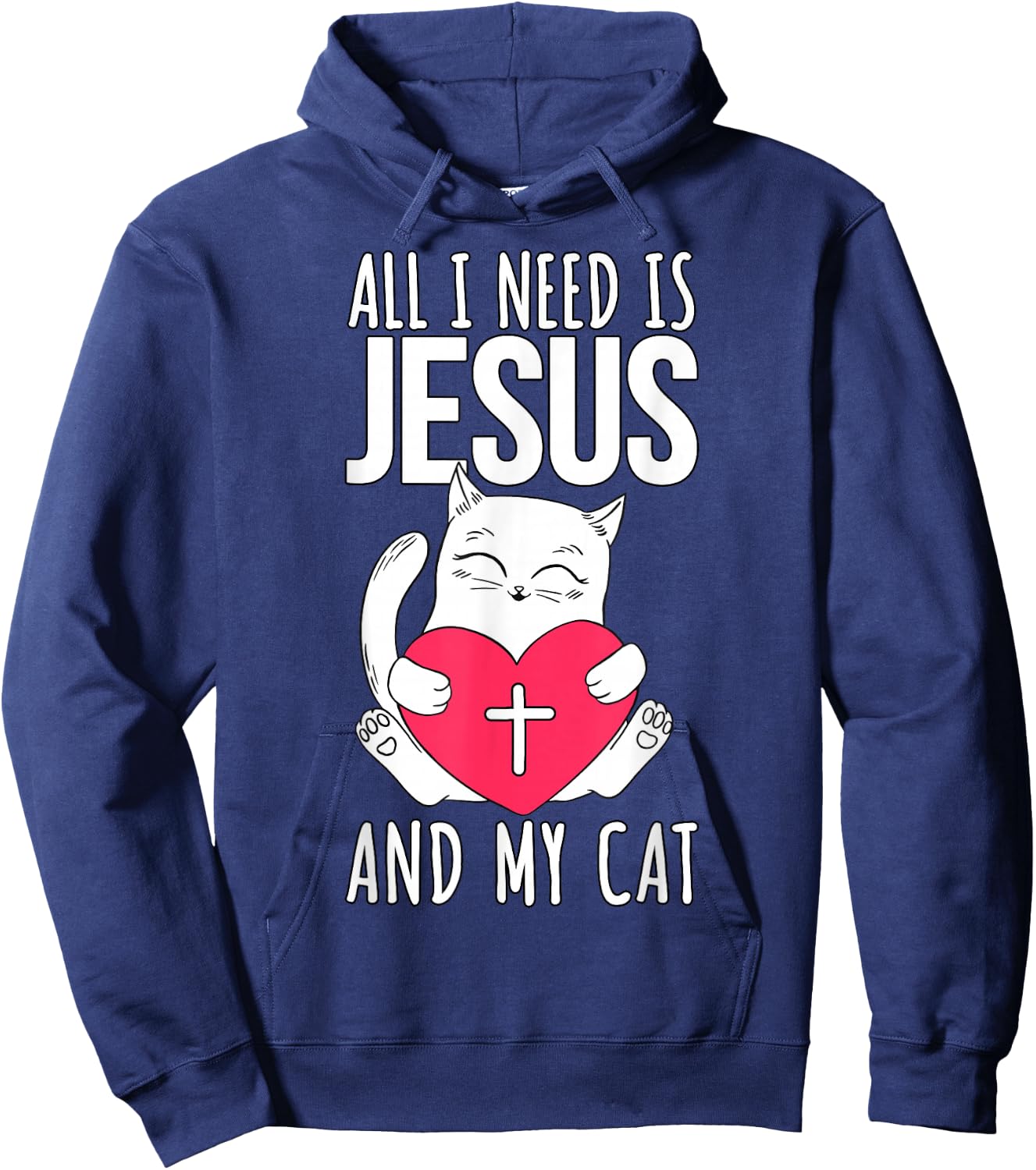 Jesus And My Cat - Christian Hoodie - Hoodie | Navy