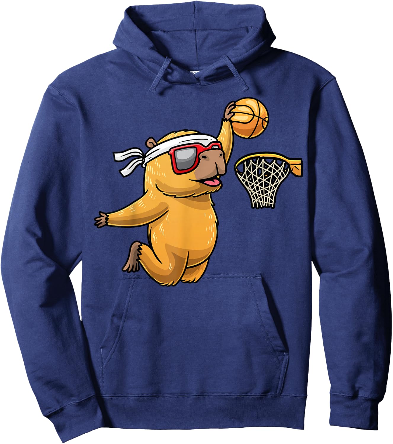 Capybara Playing Basketball Sports Rodent Kids Hoodie - Hoodie | Navy