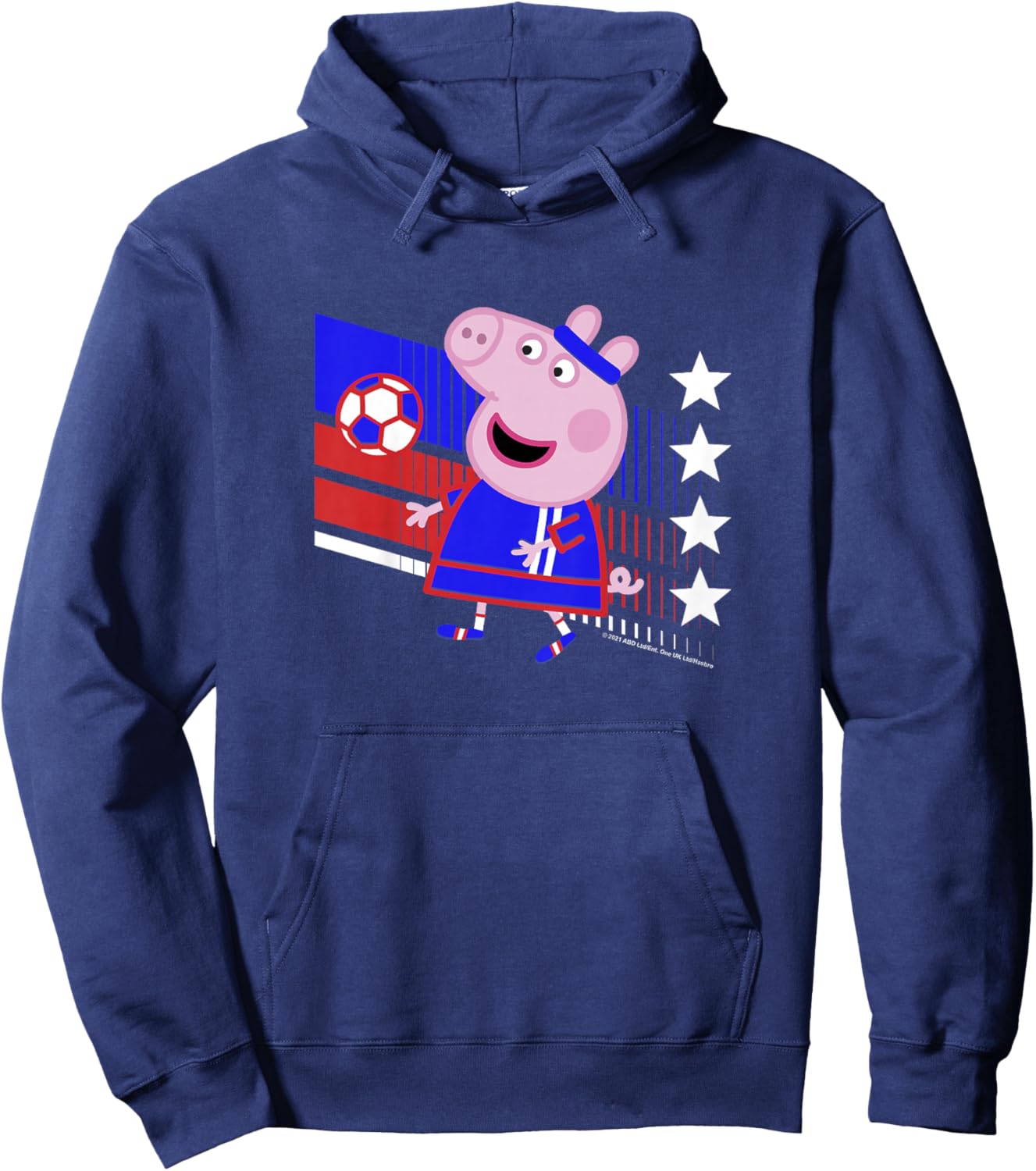 Kids Peppa Pig George Pig Football Soccer V3 Hoodie - Hoodie | Navy