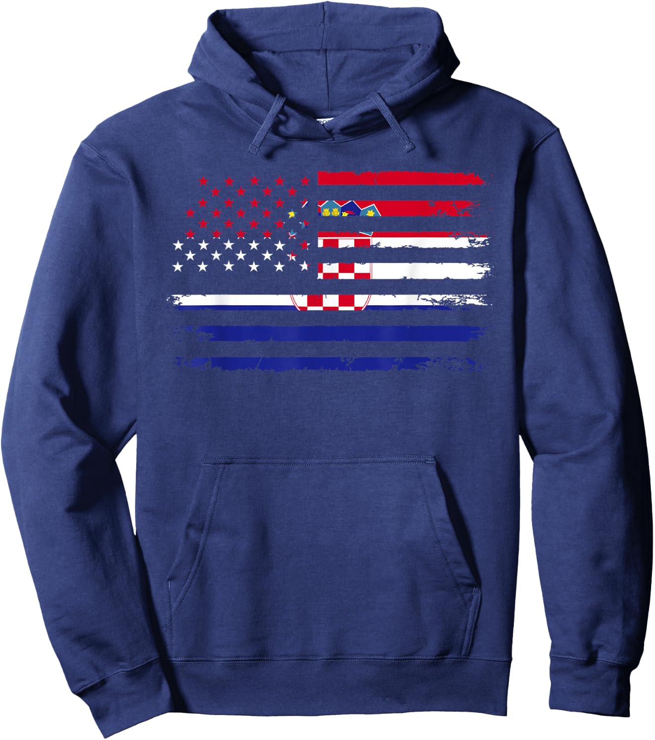 American Croatia Flag Hoodie - Hoodie | Navy