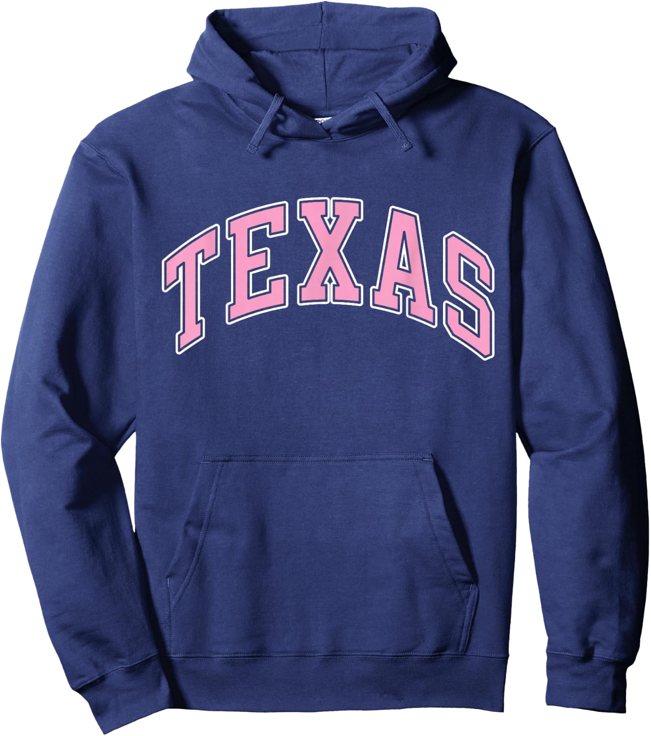 Texas Varsity Style Pink Text Hoodie - Hoodie | Navy