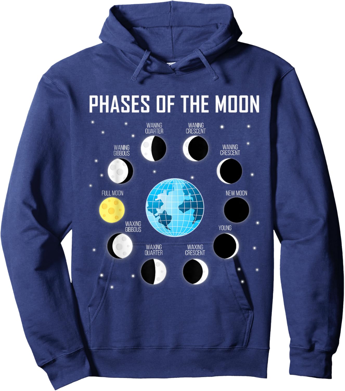 Phases of the Moon Shirt Moon Phase Shirt Space Hoodie - Hoodie | Navy