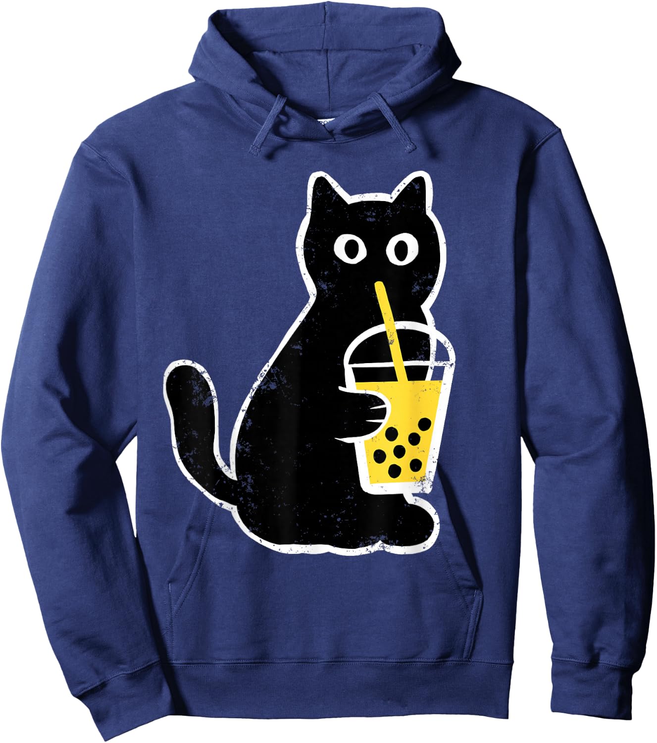 Cat Boba Funny Anime Japanese Bubble Tea Lover Hoodie - Hoodie | Navy