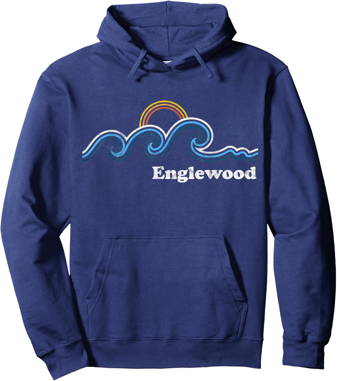 Retro Englewood Florida FL Vintage Beach Surf Hoodie - Hoodie | Navy