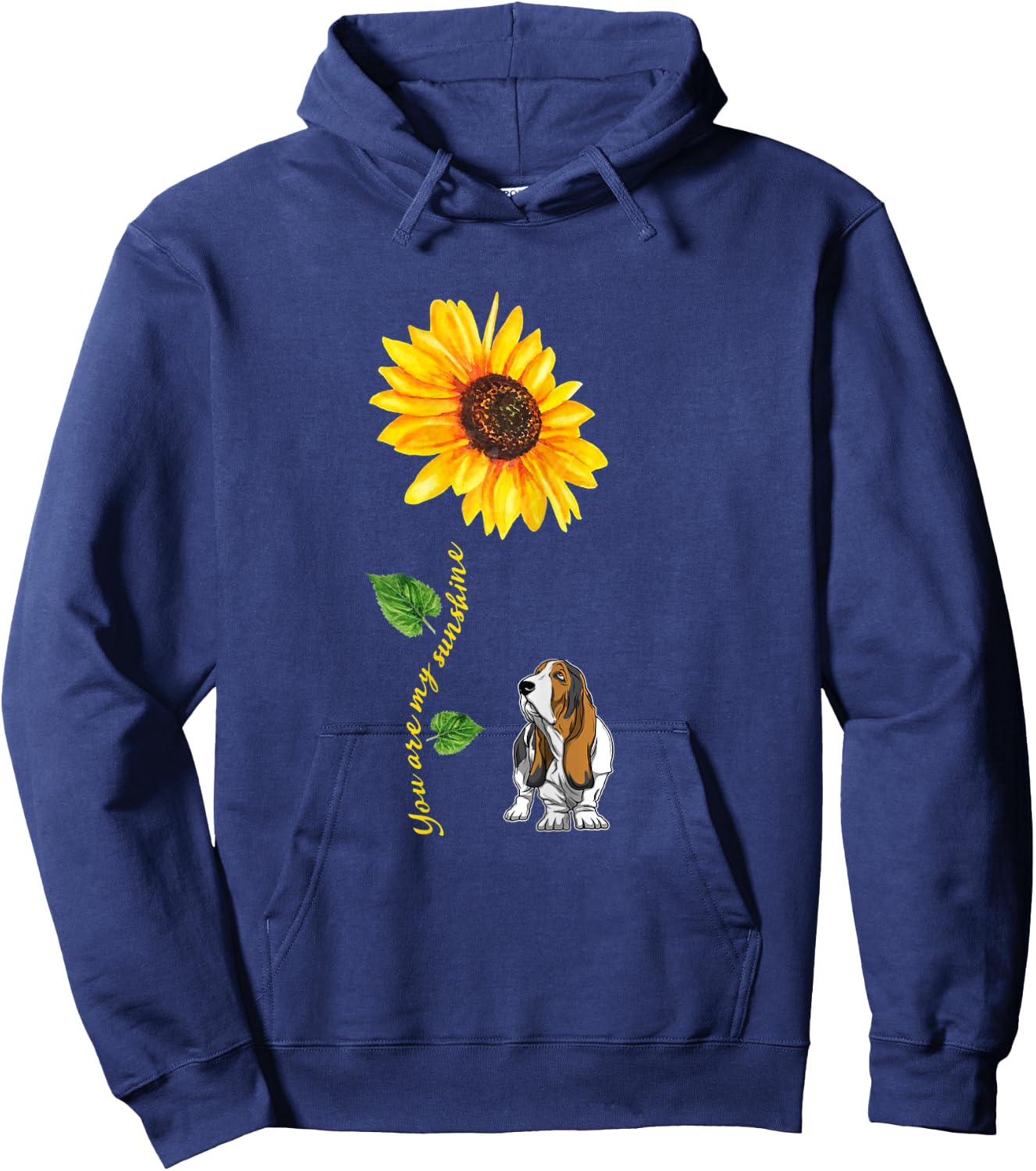 Basset Hound You are My Sunshine Sunflower Hoodie - Hoodie | Navy