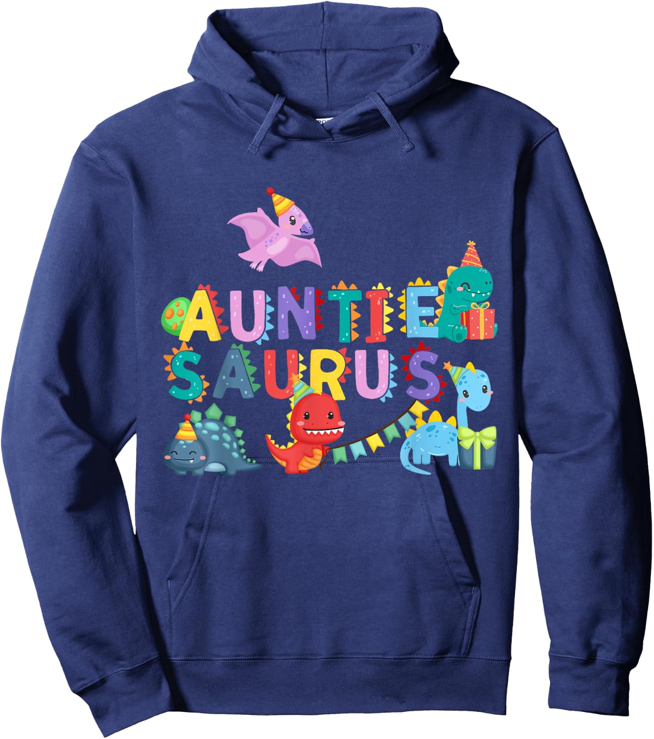 Auntie Saurus Rawr Dinosaur Family Matching Hoodie - Hoodie | Navy