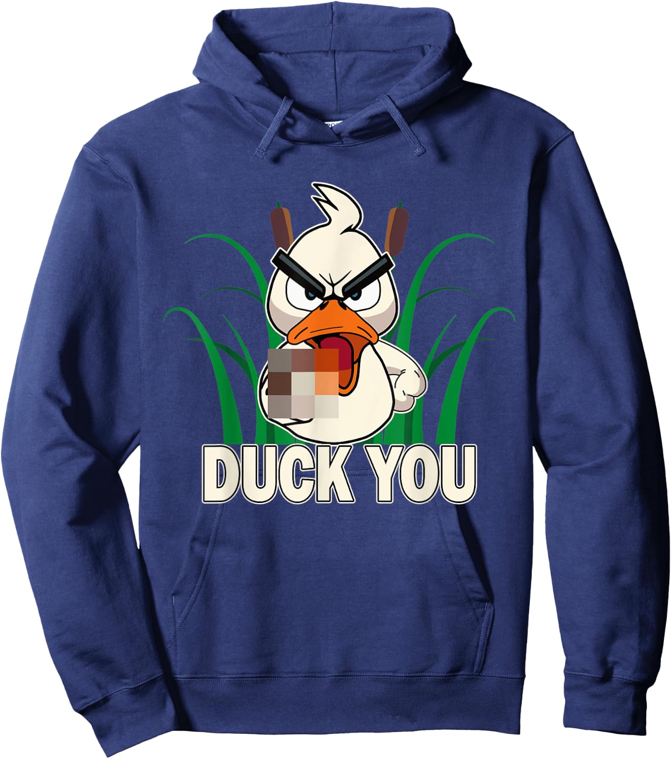 Duck You! Funny Duck With Middle Finger Saying Hoodie - Hoodie | Navy