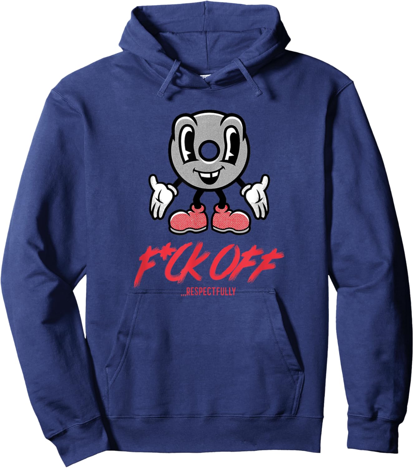 Fuck Off Respectfully Funny Graphic Cartoon Gym Hoodie - Hoodie | Navy