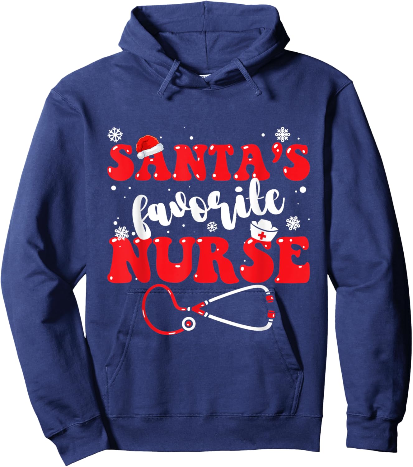 Santa's Favorite Nurse Christmas Hoodie - Hoodie | Navy