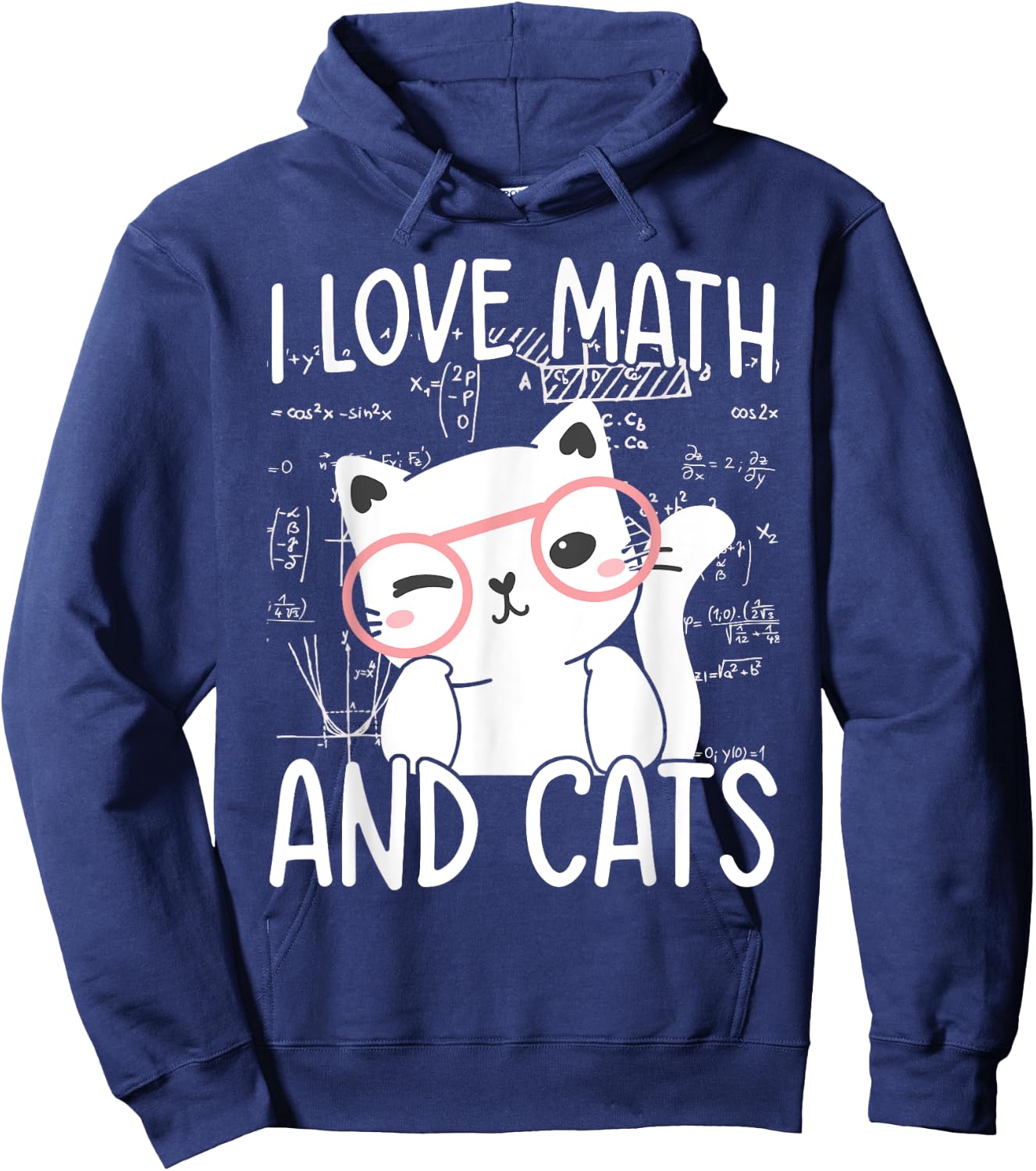 I Love Math And Cats Hoodie - Hoodie | Navy