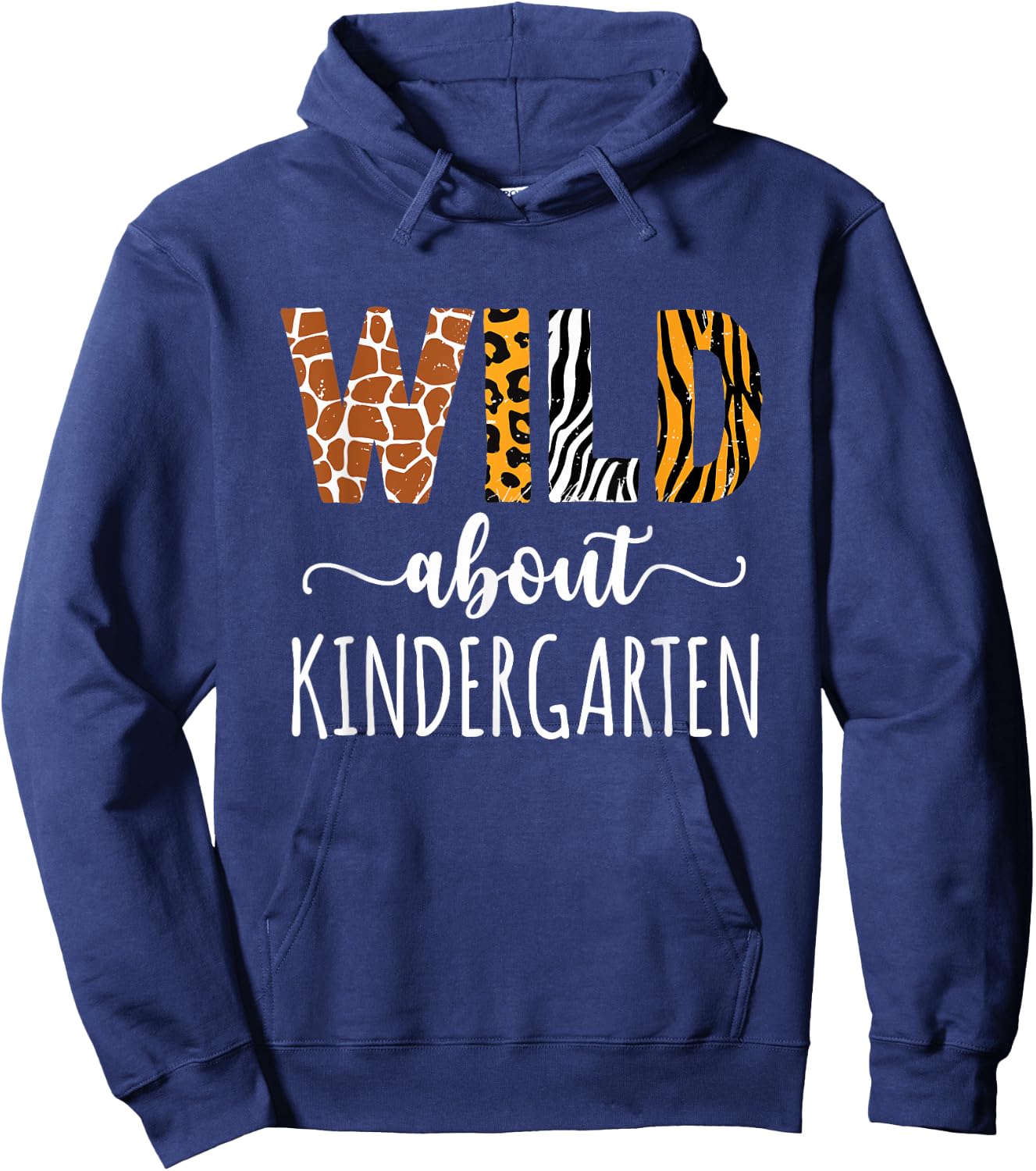 Wild About Kindergarten Teacher Leopard Print Hoodie - Hoodie | Navy