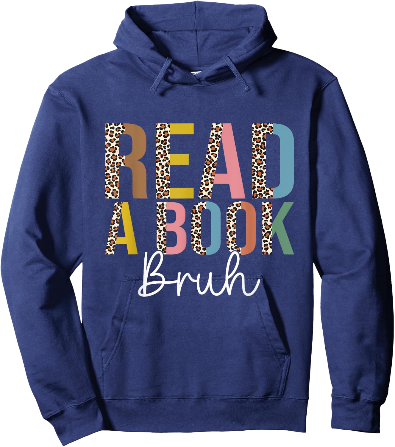 Read A Book Bruh Leopard Hoodie - Hoodie | Navy