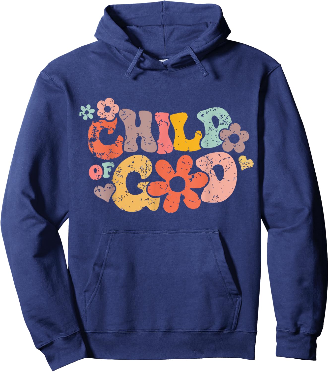 Child Of God Shirt Wavy Groovy Floral Quote Hoodie - Hoodie | Navy